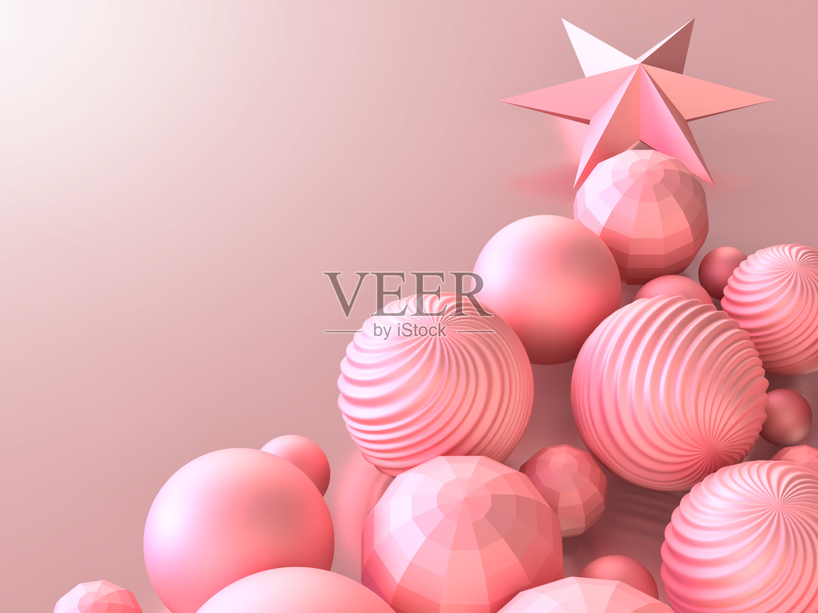 圣诞树装饰品的3D插图照片摄影图片