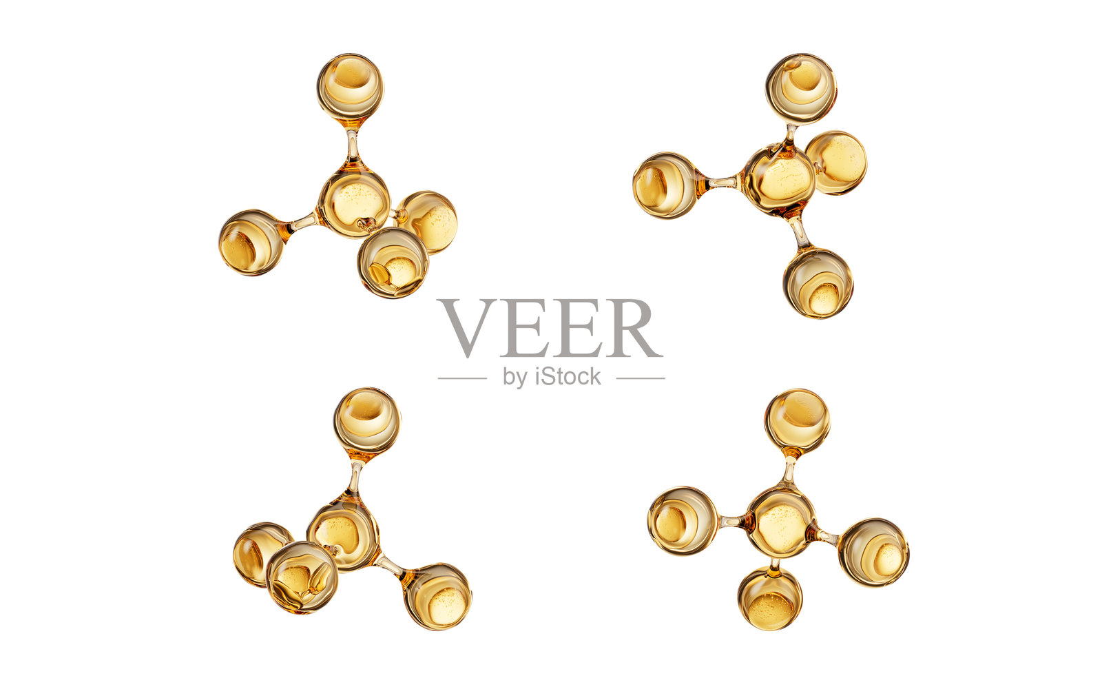 金色分子，具有生物和化学概念，3D渲染。照片摄影图片