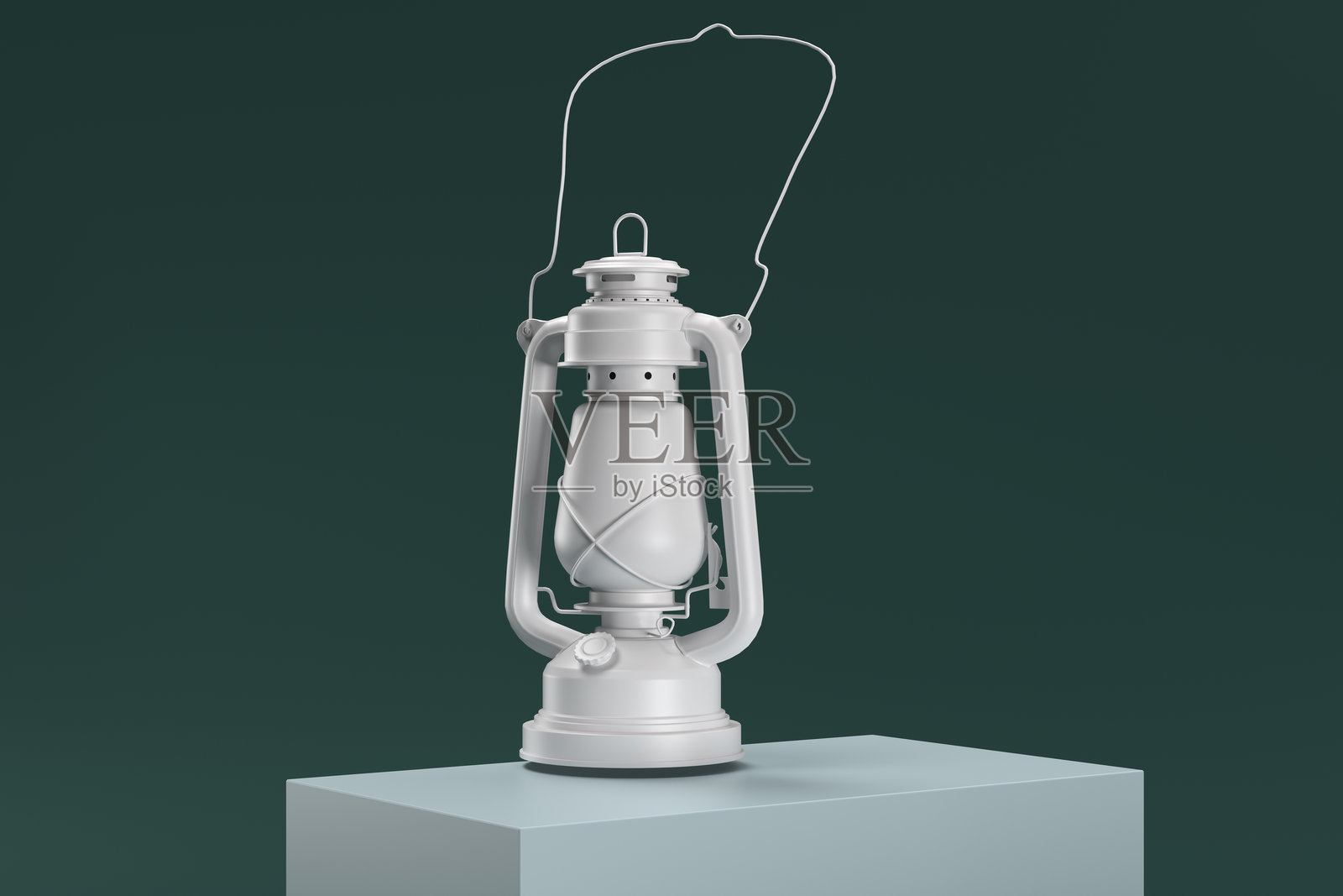 一个白色的灯笼放在一个白色的立方体上照片摄影图片