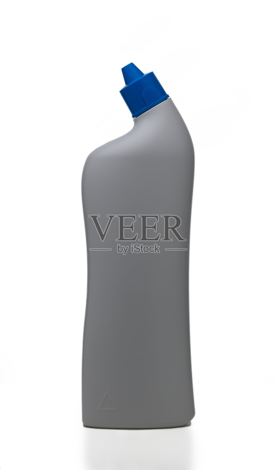独特设计的灰色瓶子配蓝色瓶盖，展示了包装创意。照片摄影图片