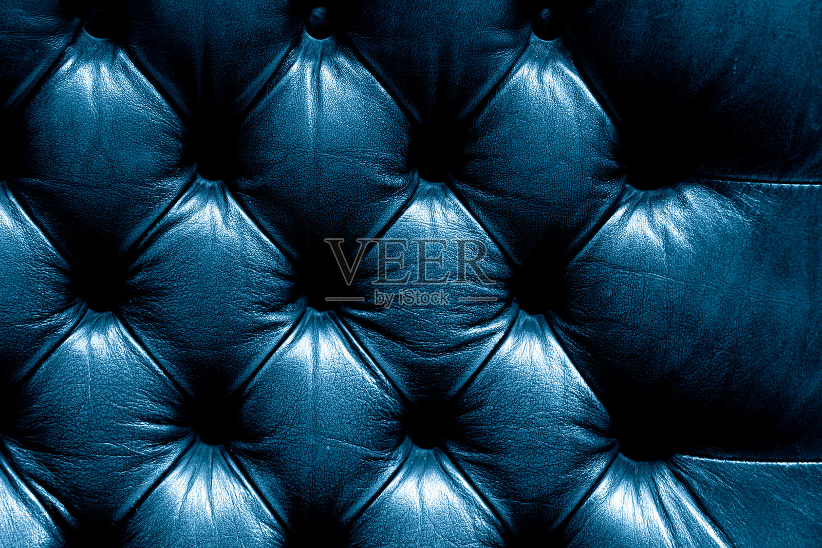 蓝色天鹅绒质感沙发的特写背景照片摄影图片