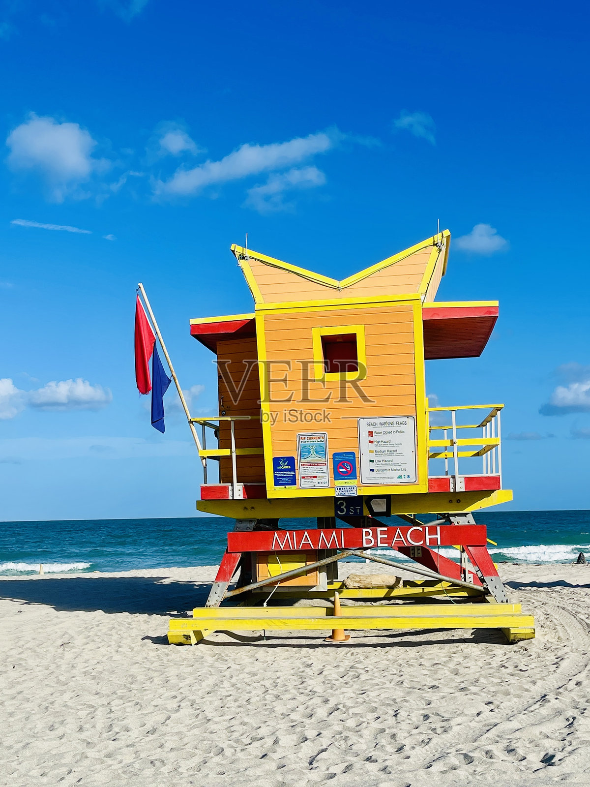 迈阿密南海滩海洋大道救生员照片摄影图片