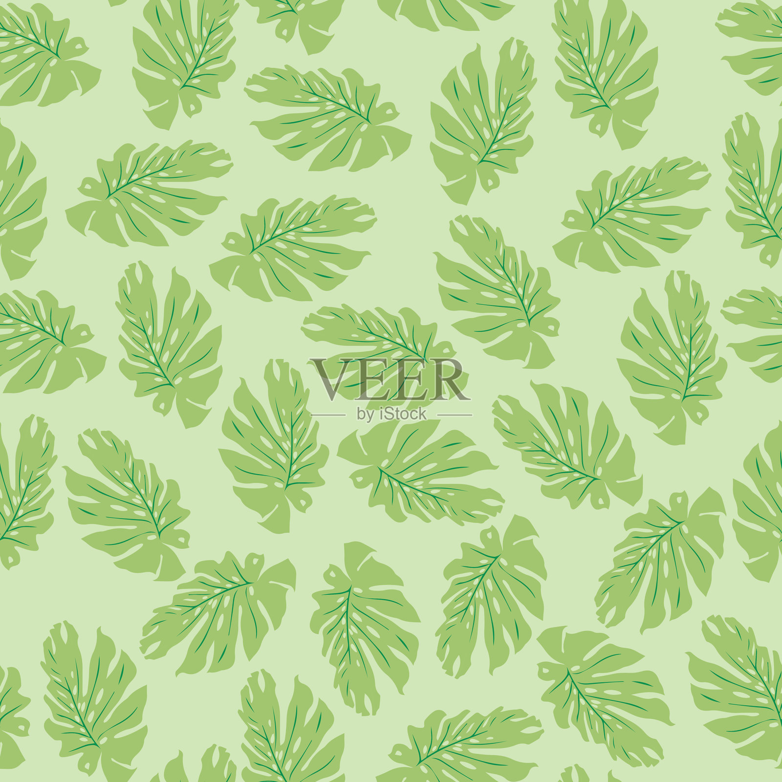 热带叶子无缝图案设计插画图片素材