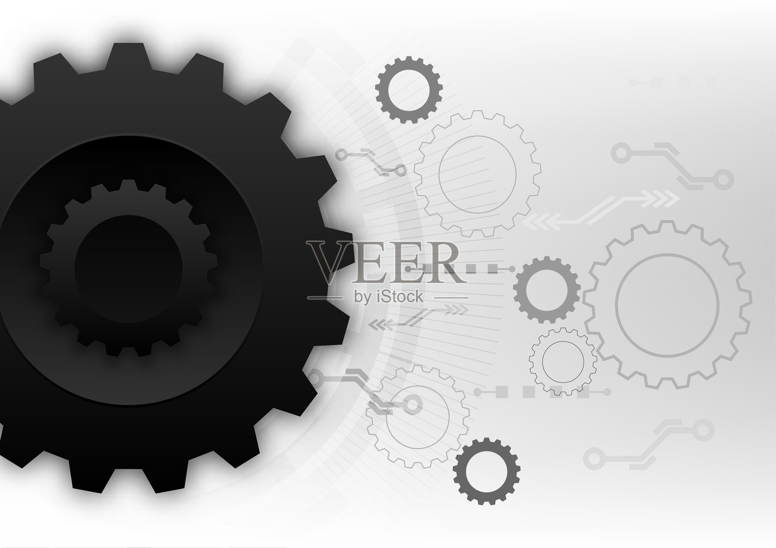 未来感的轮廓齿轮抽象背景插画图片素材