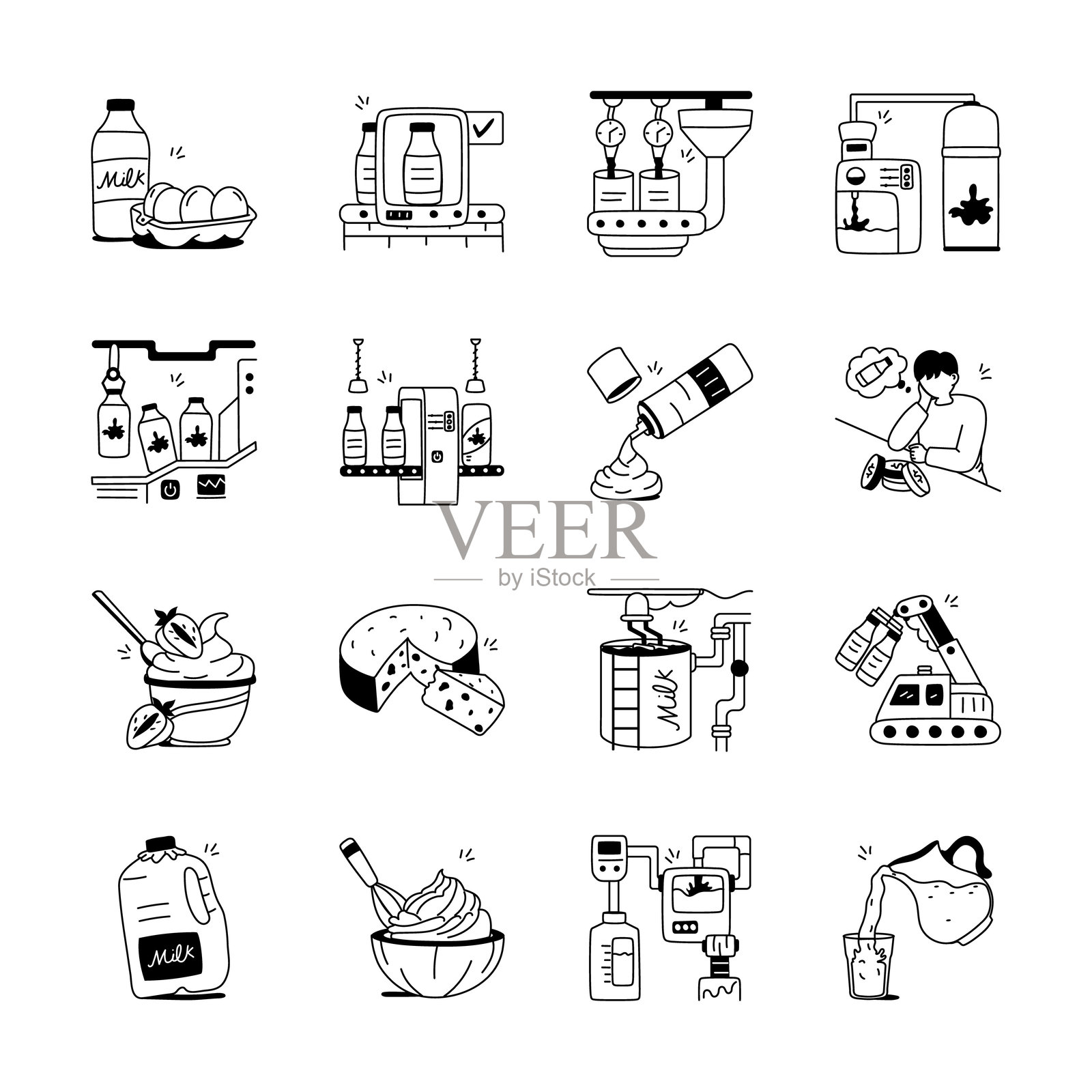 乳制品生产过程插图插画图片素材