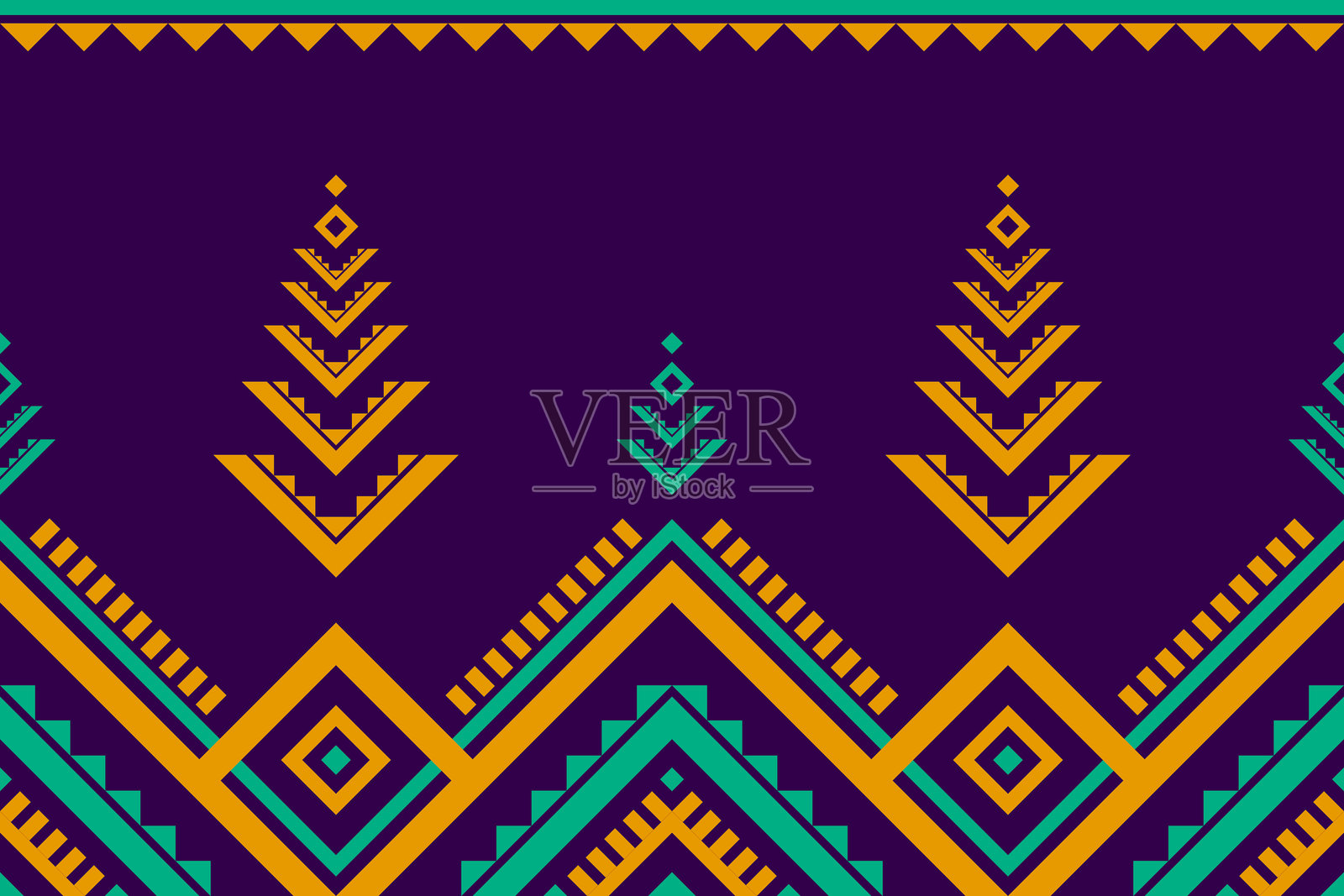 抽象的阿兹特克风格。部落风格的民族几何无缝图案。美洲、墨西哥风格。插画图片素材