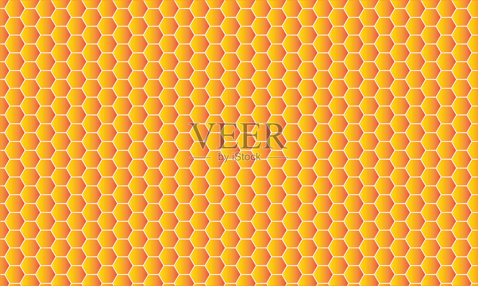 六边形图案：无缝的黄色和橙色设计，蜂窝图案背景：金色几何设计。插画图片素材