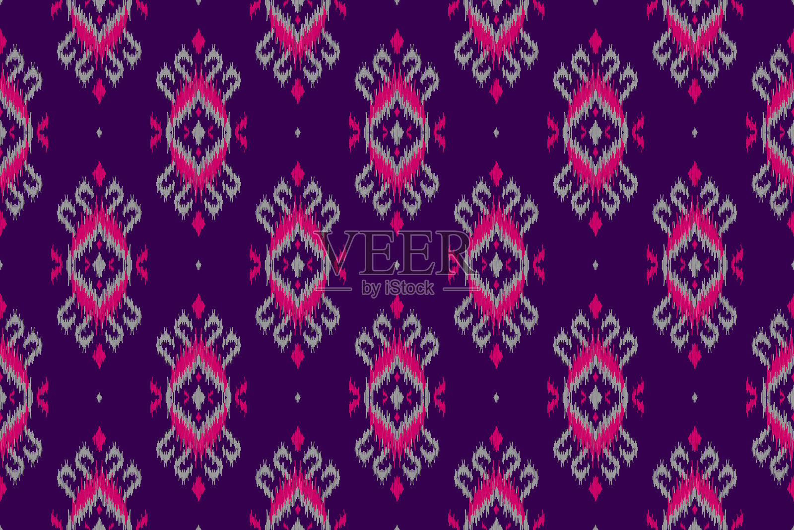 民族伊卡特无缝图案，部落风格。美洲、墨西哥风格。阿兹特克几何装饰印刷。插画图片素材