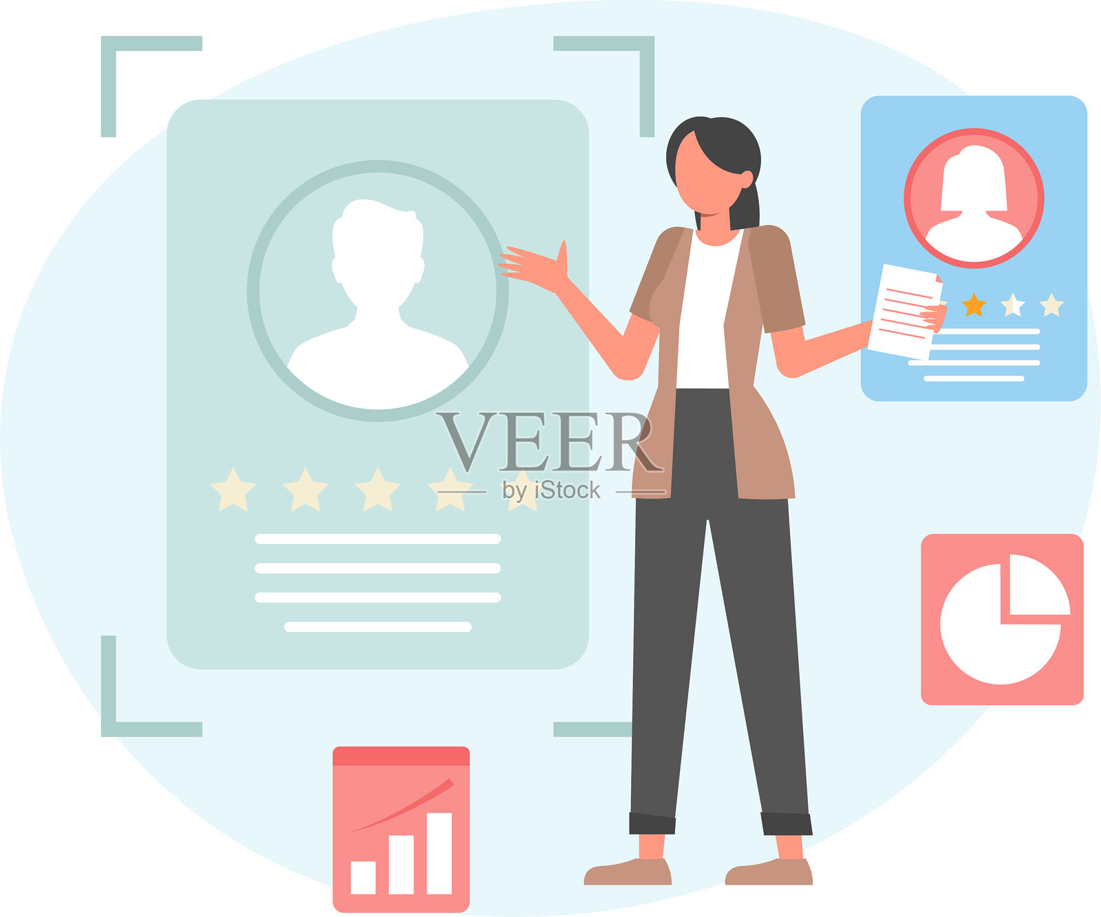 HR审查矢量插图，易于修改或编辑插画图片素材