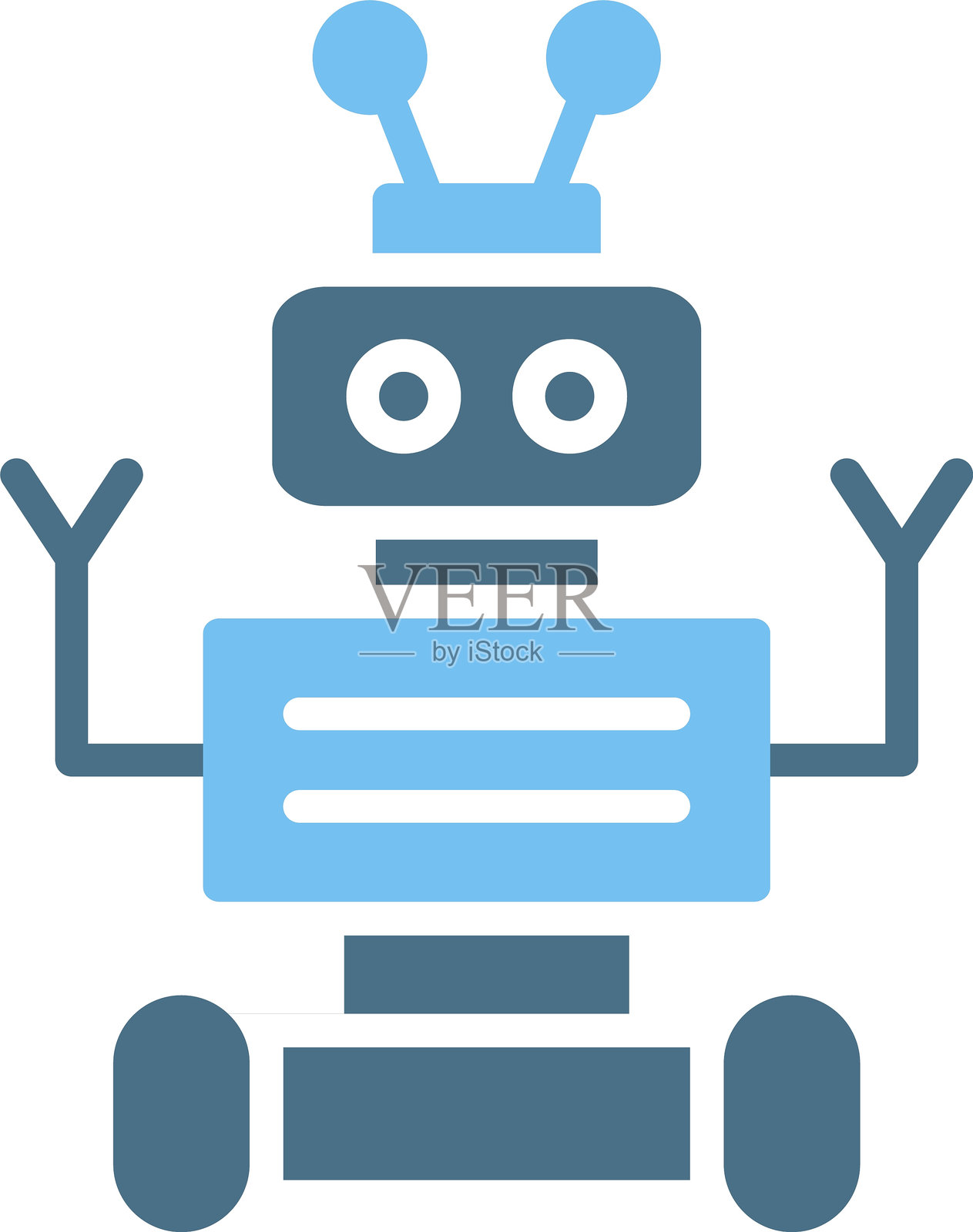 太空机器人图标（双色）插画图片素材