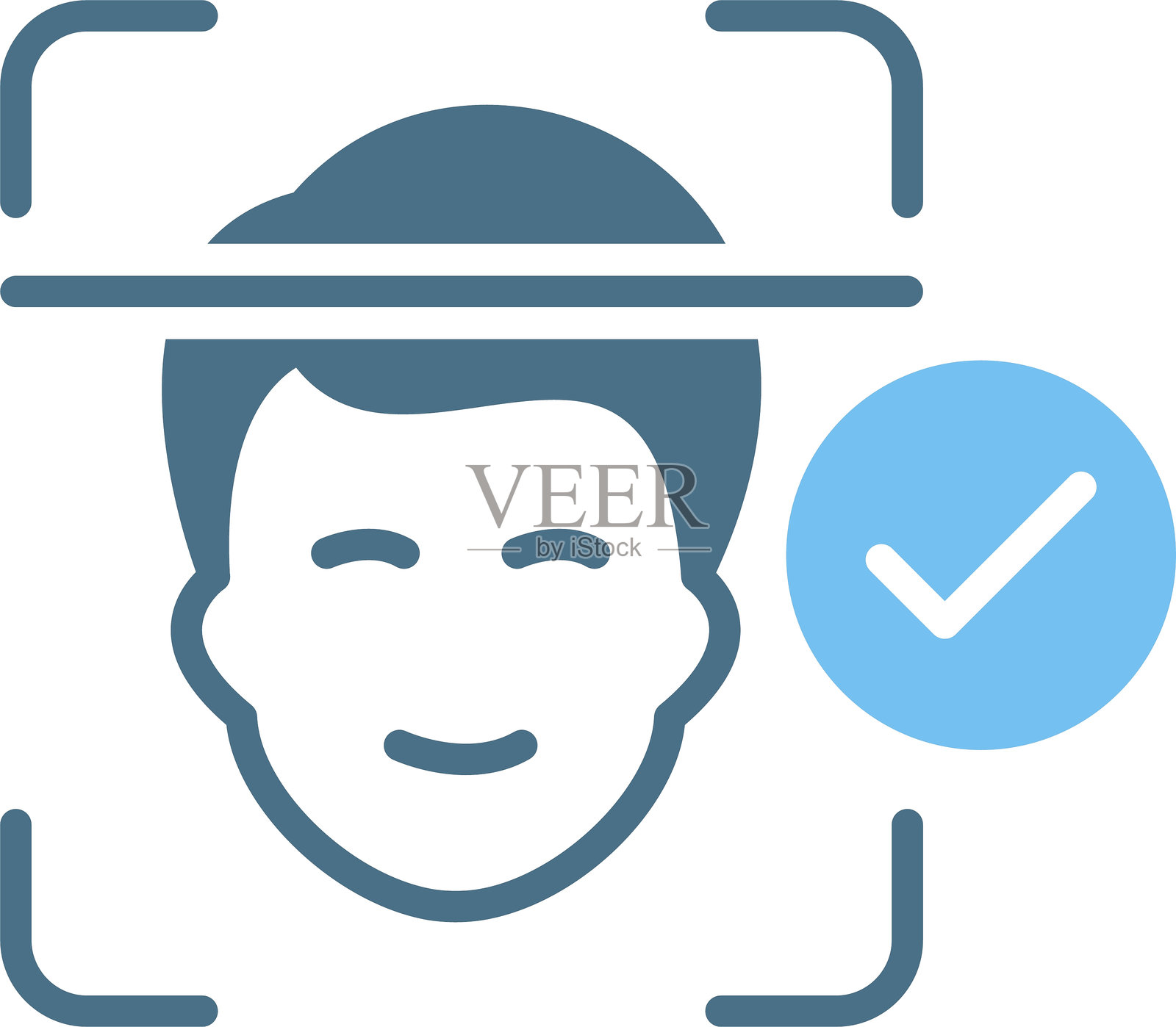 面部识别图标双色图标插画图片素材