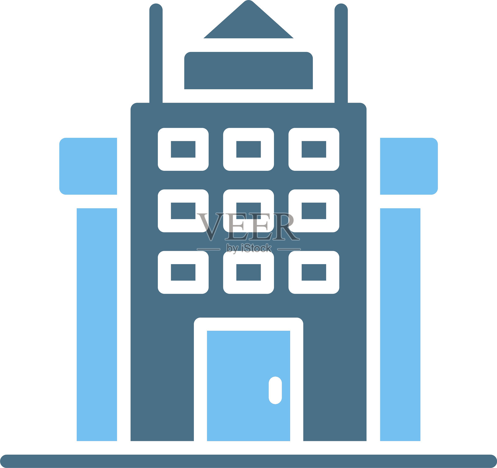 双色图标的塔形符号插画图片素材