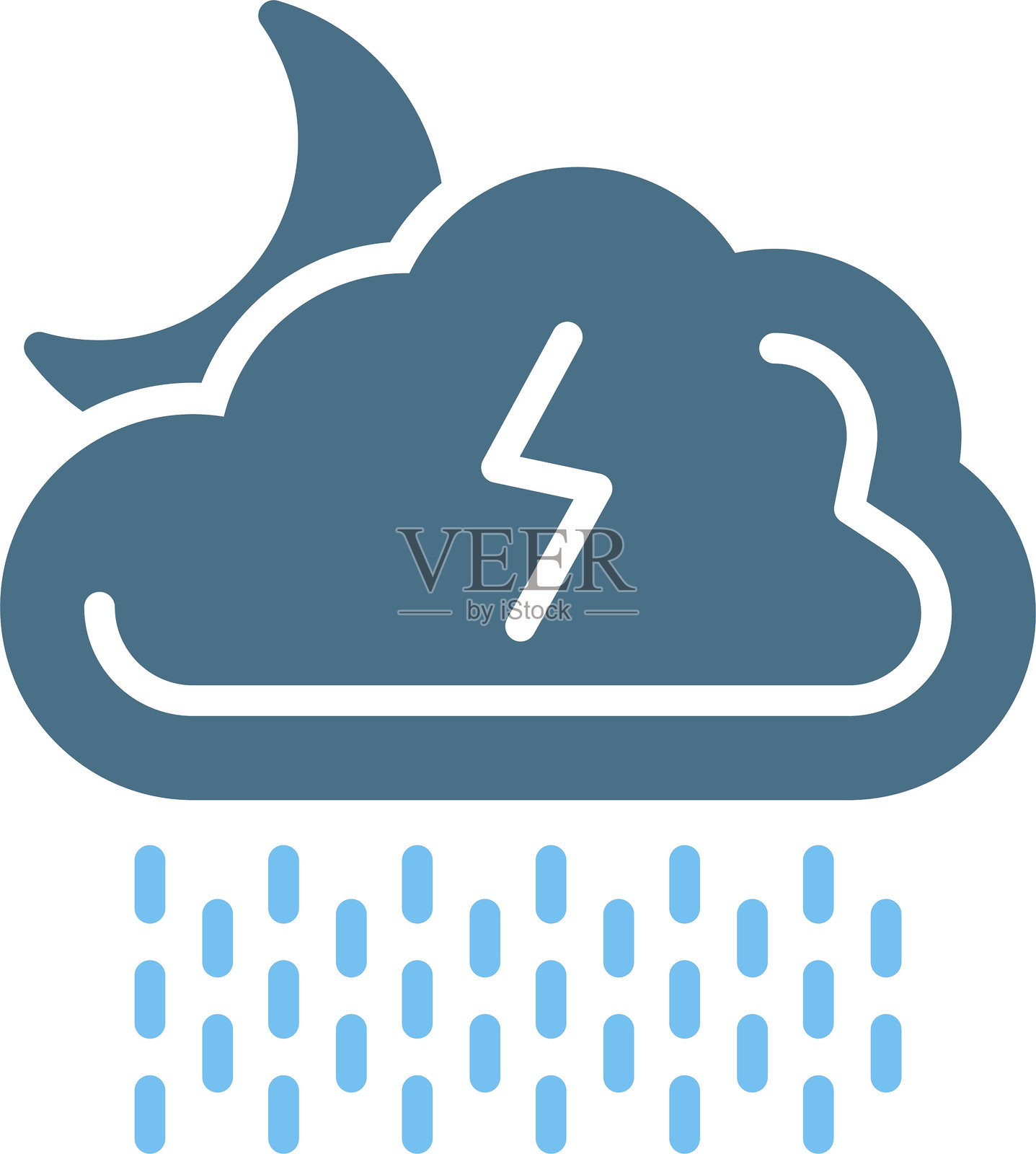 倾盆大雨图标（双色）插画图片素材