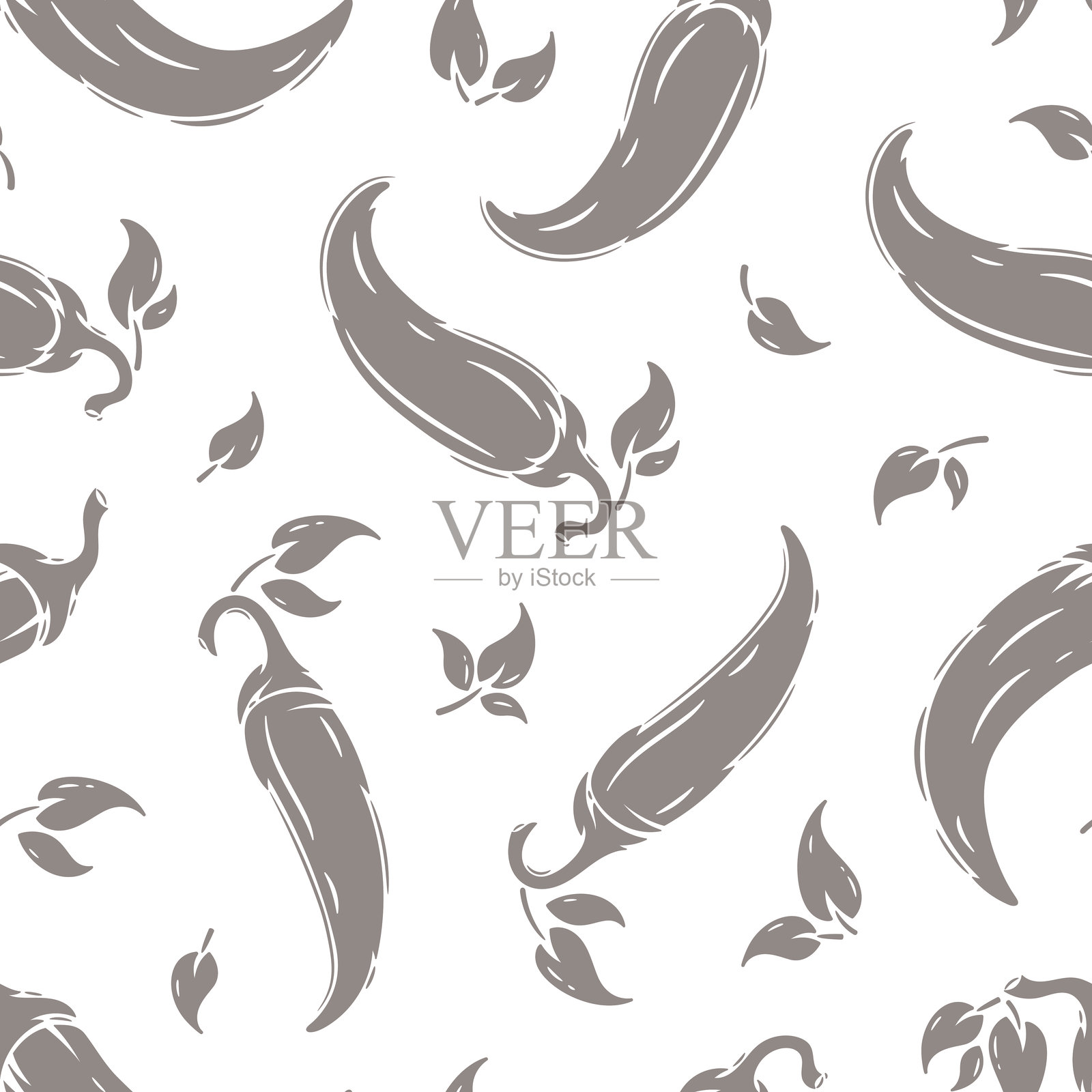 矢量辣椒无缝图案。热辣椒。辛辣食物单色背景。手绘插图。插画图片素材