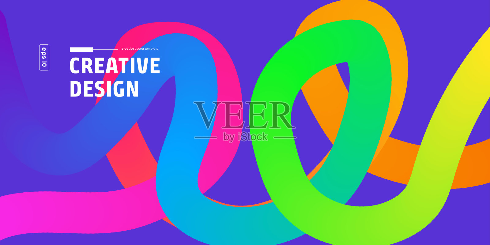 抽象背景与颜色渐变线条形状。抽象波浪带。3D形状图形元素。带有曲线、流动波和曲折设计元素的矢量设计。插画图片素材