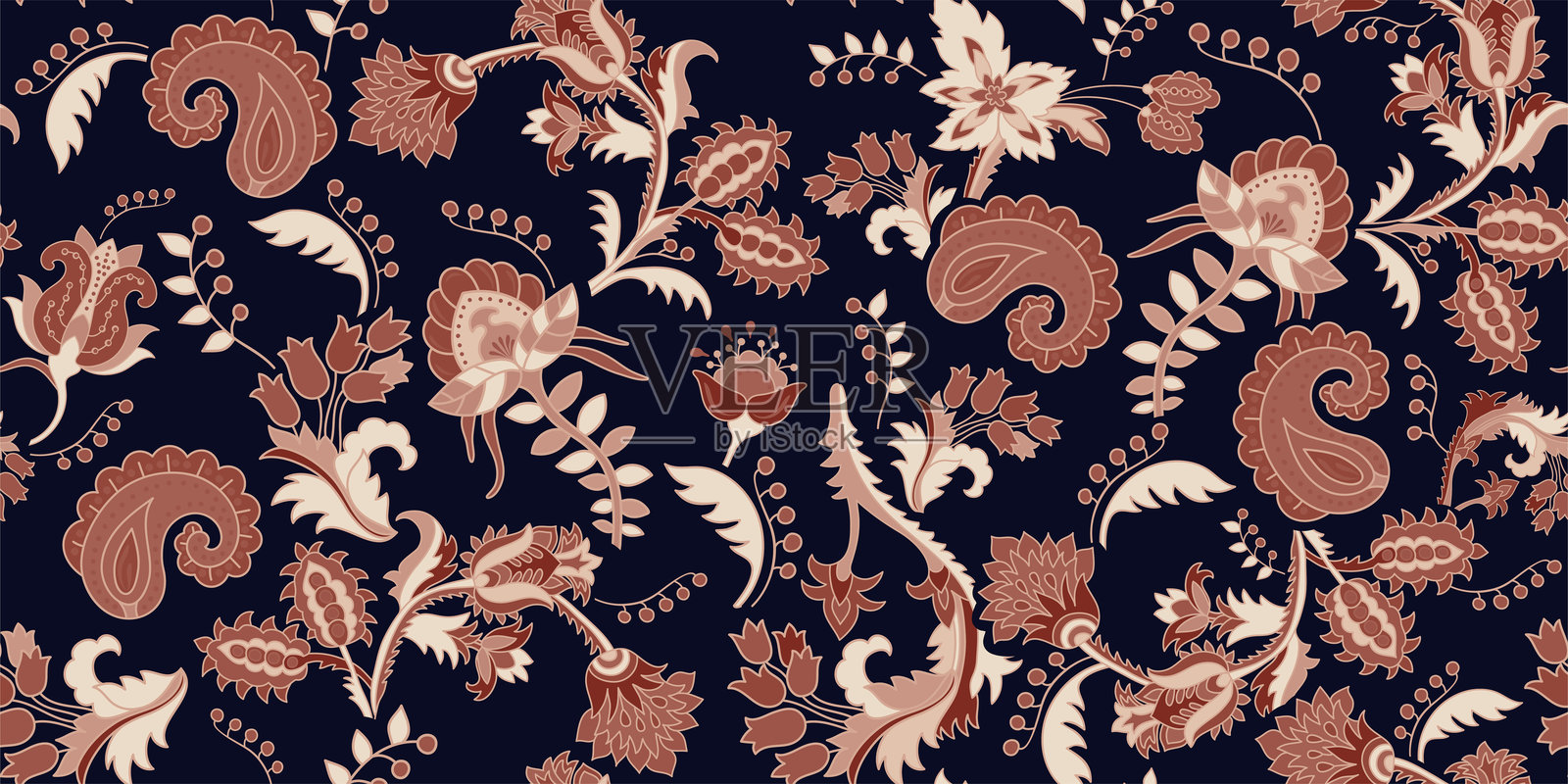 花卉无缝图案。带花的壁纸插画图片素材