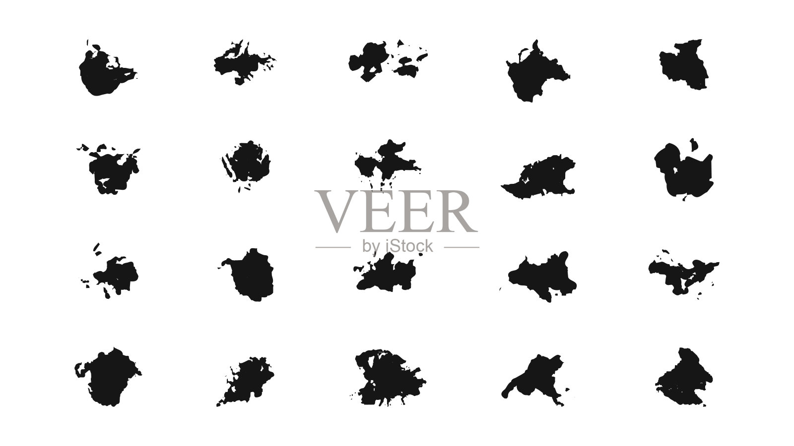 纹理画笔和污点涂抹各种形状插画图片素材