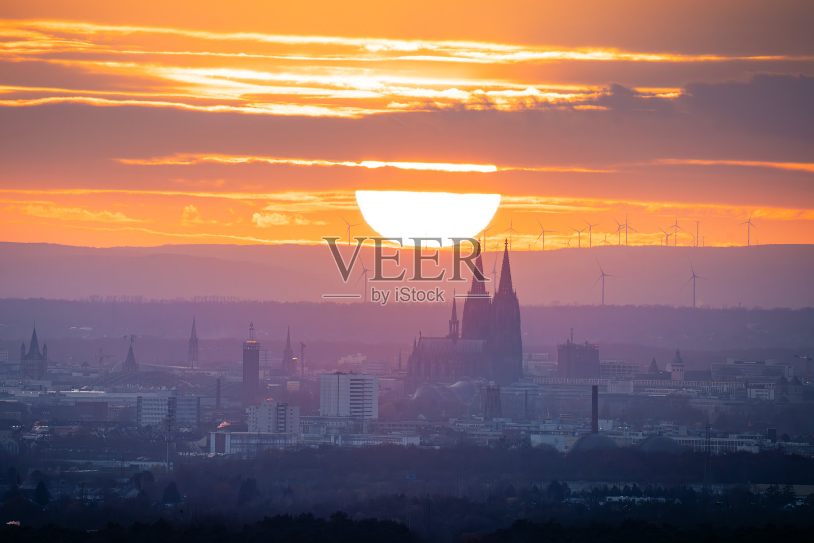科隆在日落时分，北莱茵-威斯特法伦，德国照片摄影图片