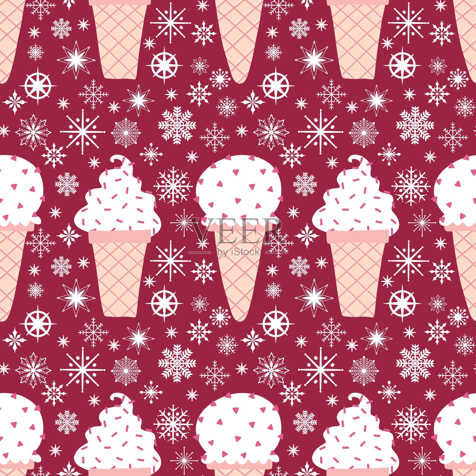 冰淇淋图案适用于面料、纺织品和儿童用品插画图片素材