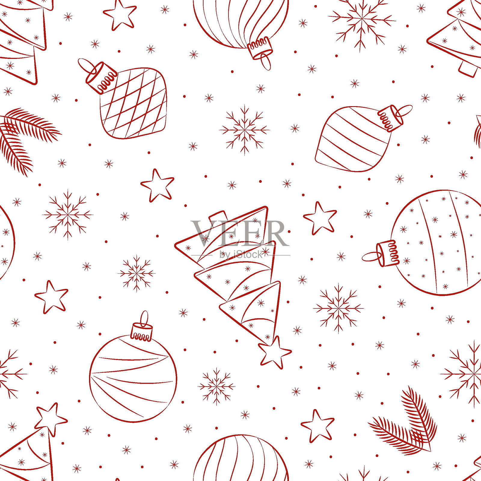 白色背景上的圣诞无缝图案插画图片素材