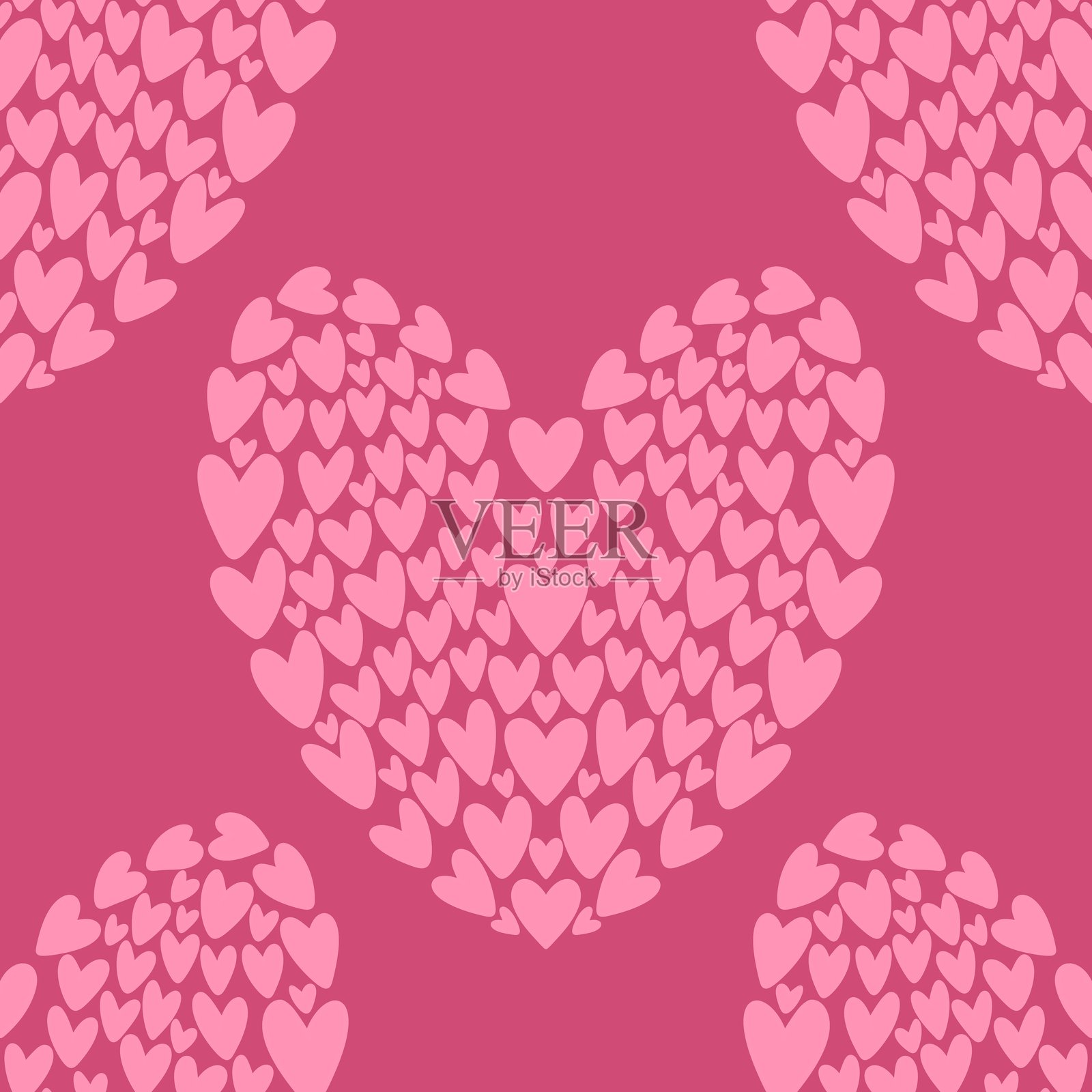 情人节卡通心形无缝图案，适用于包装纸和面料插画图片素材