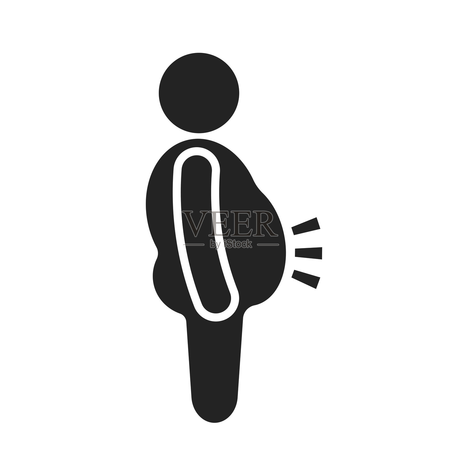 孤立的图标：大肚子男人，肥胖肚子图标，胖人标志插画图片素材