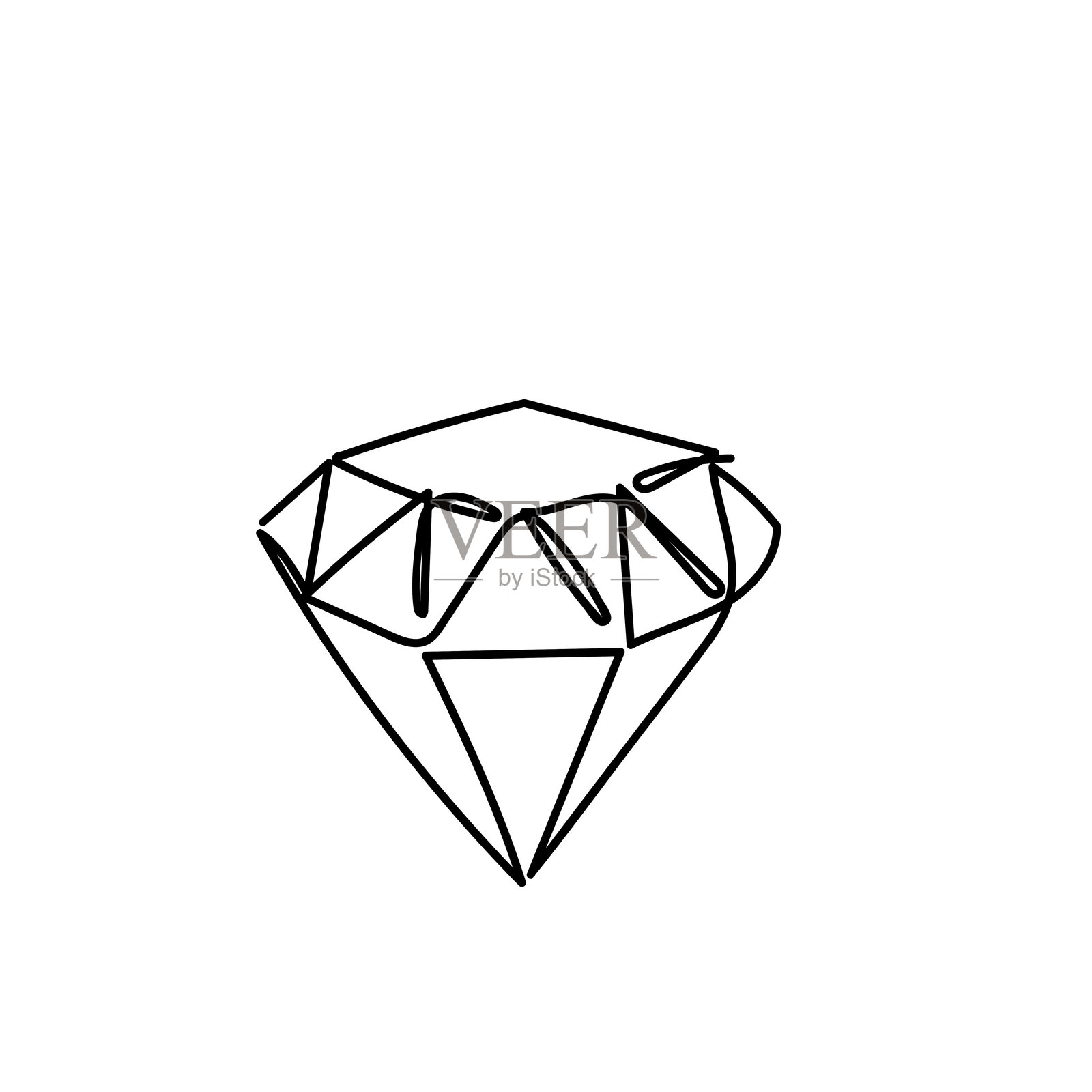 连续线条绘制的钻石插图插画图片素材