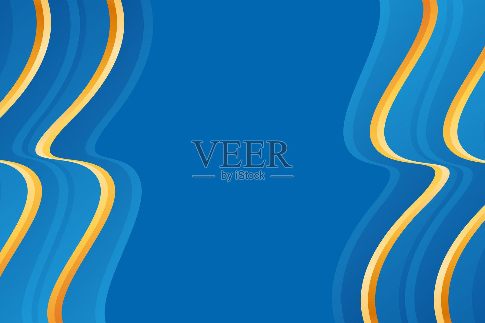 蓝色和黄色背景的流动波浪插画图片素材