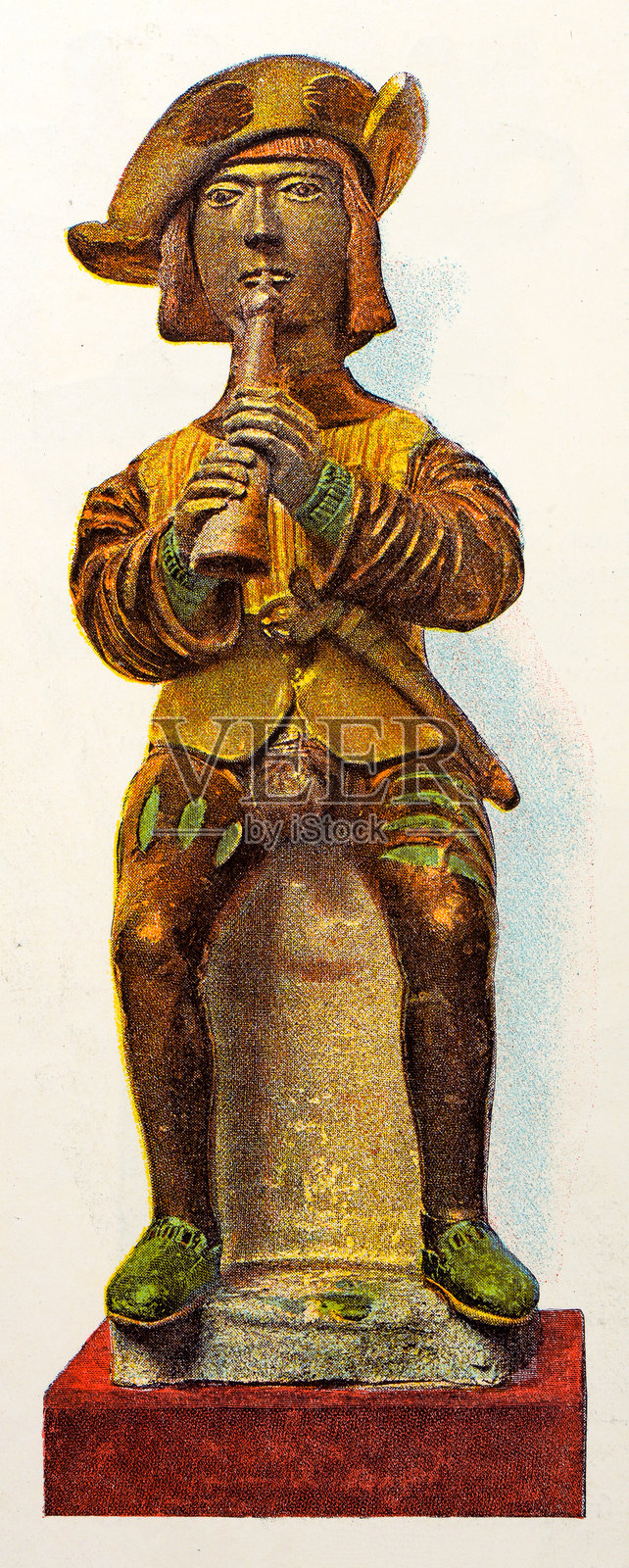 来自法国杂志的古董图像，法国陶瓷和陶器插画图片素材