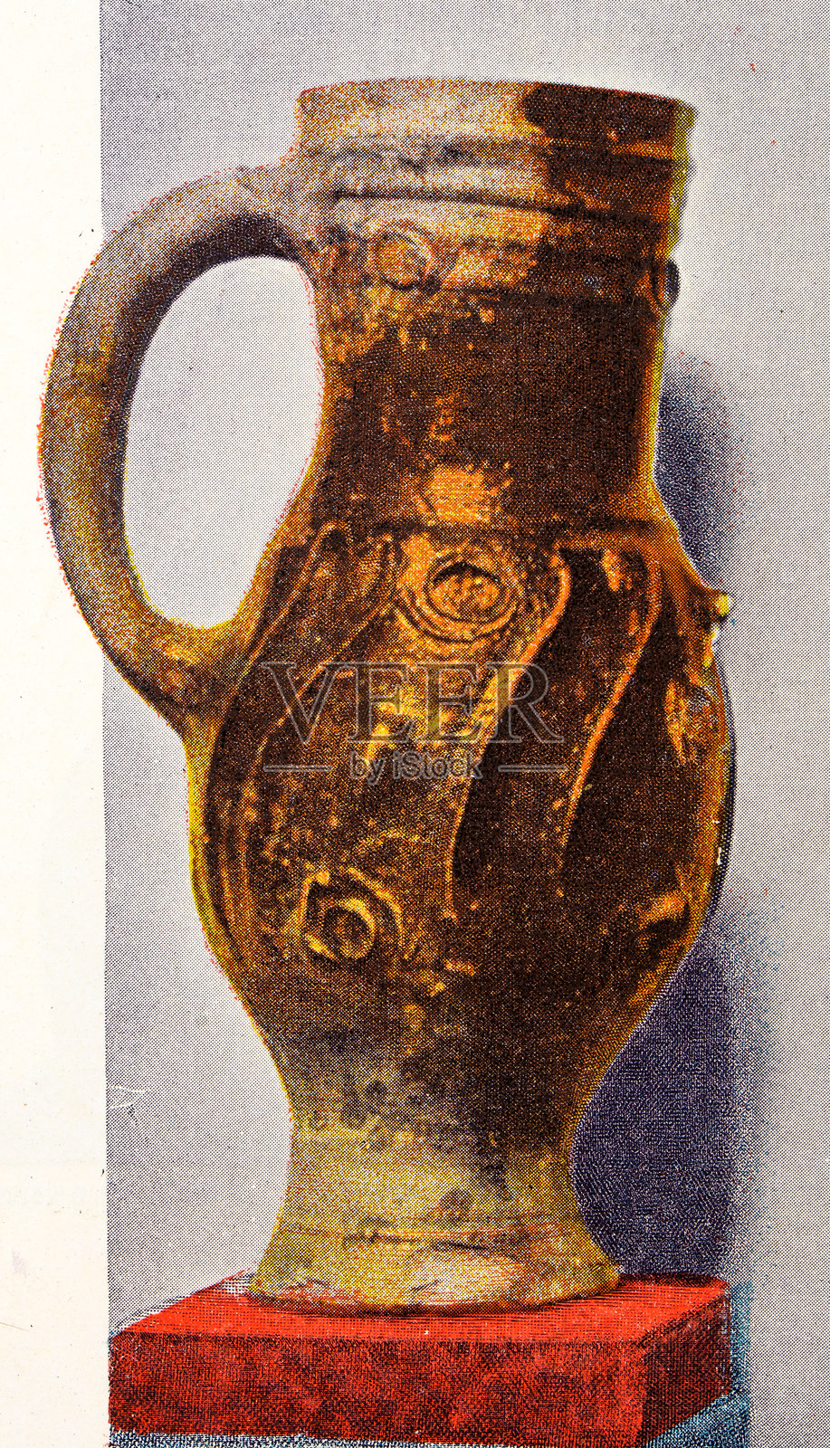 来自法国杂志的古董图像，法国陶瓷和陶器插画图片素材