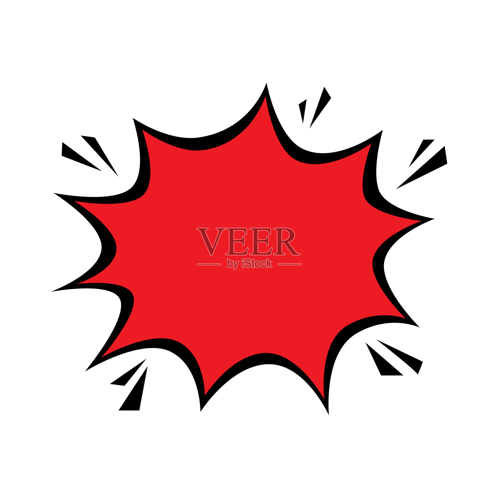 白色背景上的红色漫画爆炸符号。插画图片素材