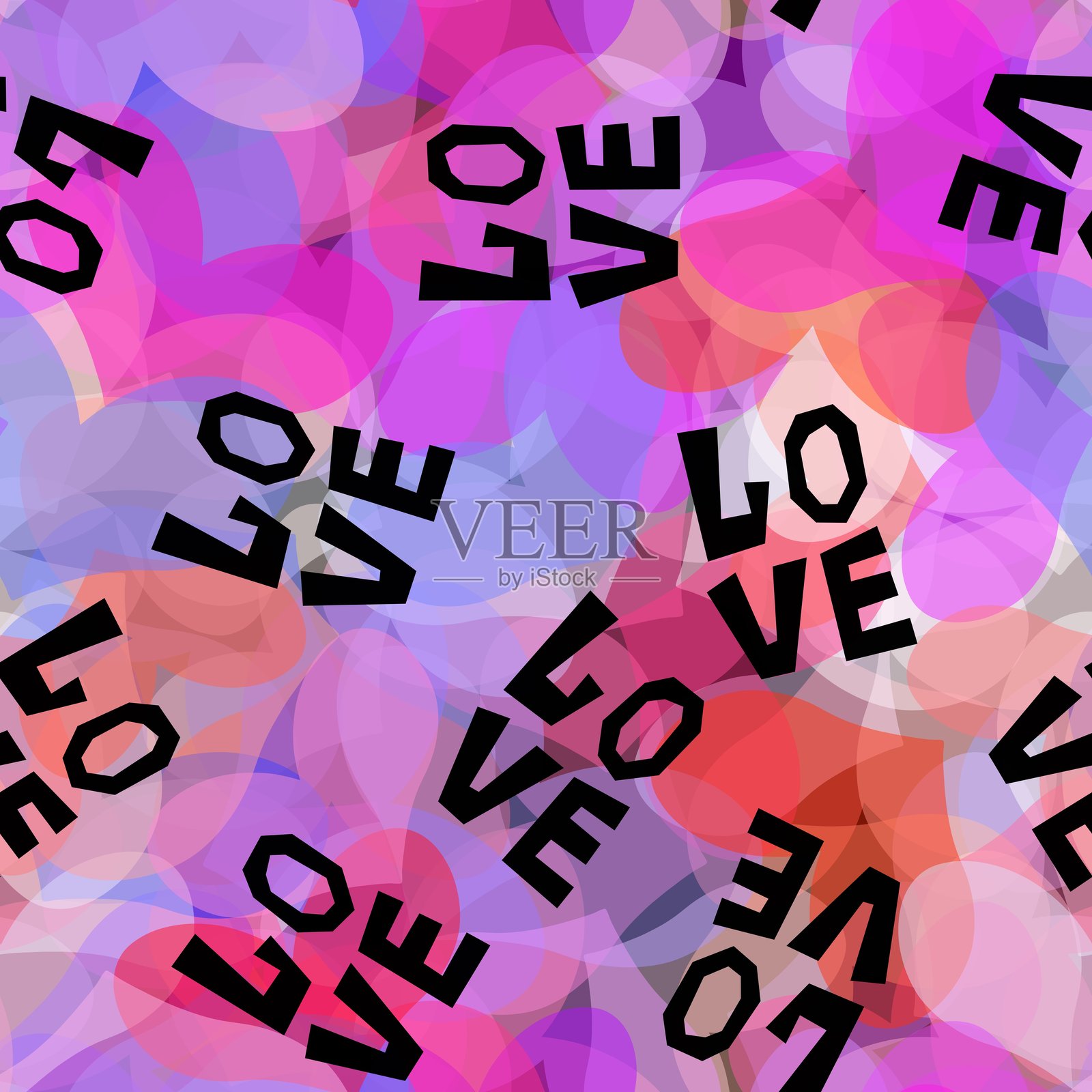 情人节卡通心形无缝图案，适用于包装纸和面料插画图片素材