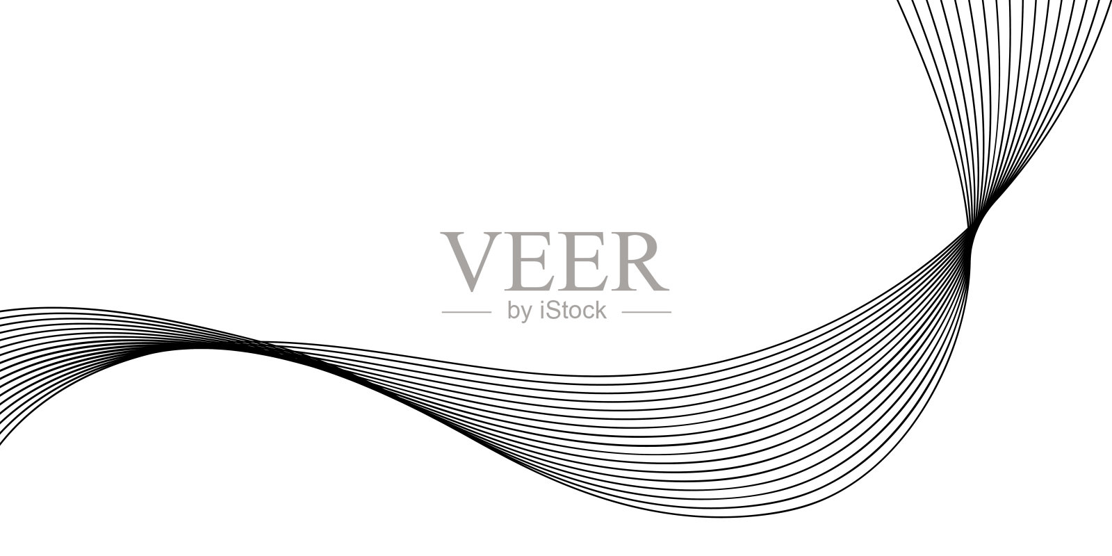 奢华的波浪、海洋、山脉概念的矢量抽象线条艺术，波浪状的黑色光滑动态连接，独立于白色背景。插画图片素材