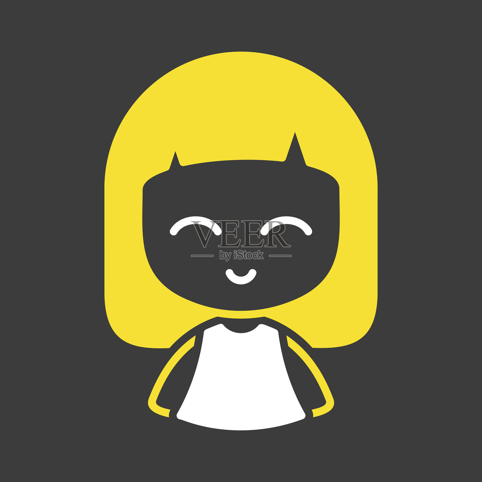 美丽的年轻女性方形发型图标插画图片素材