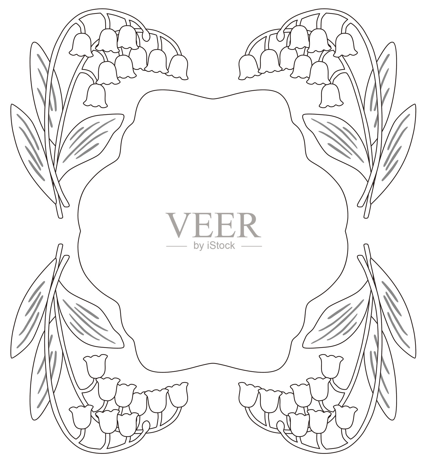 铃兰线条绘图矢量框架插画图片素材