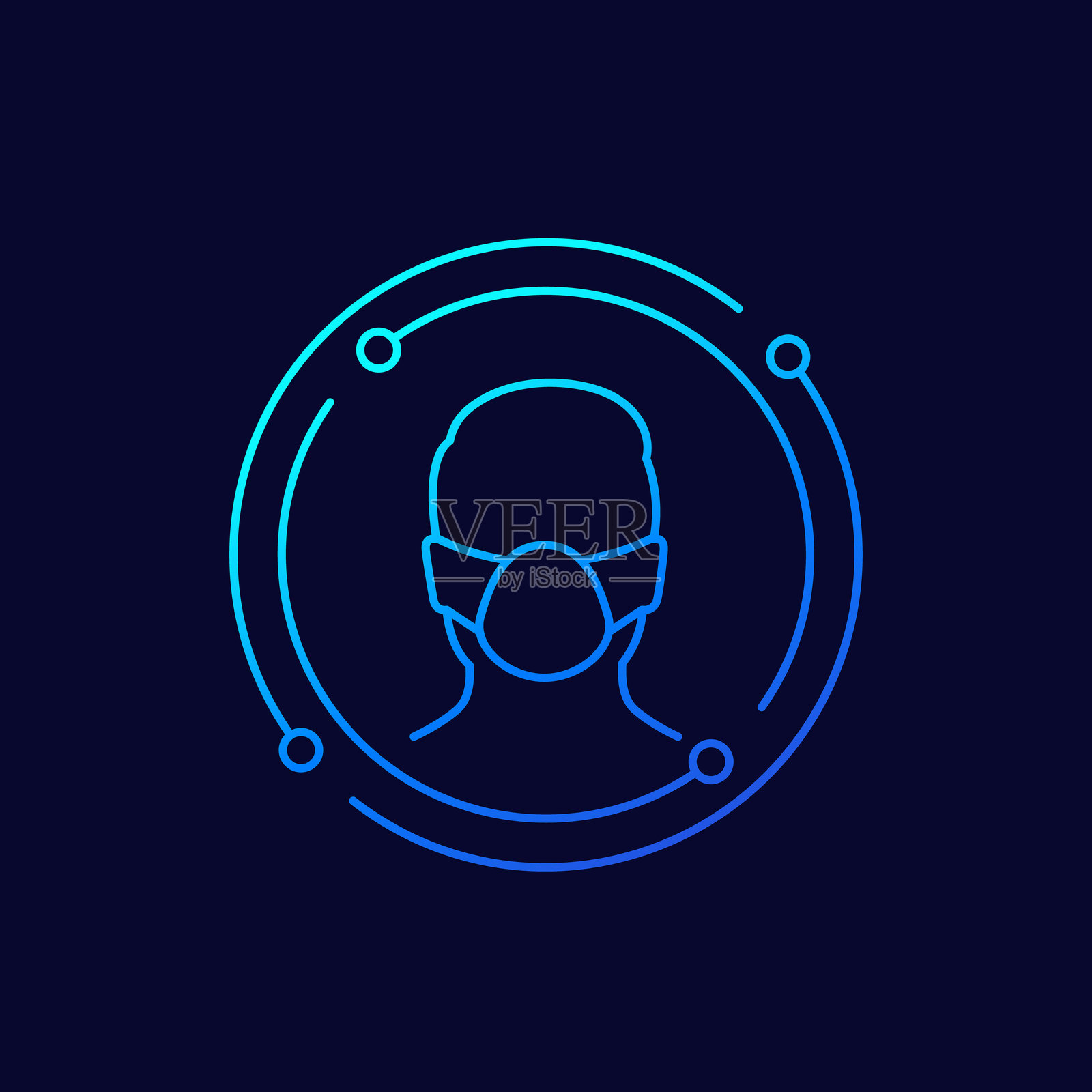 戴面具的男人矢量线条图标插画图片素材