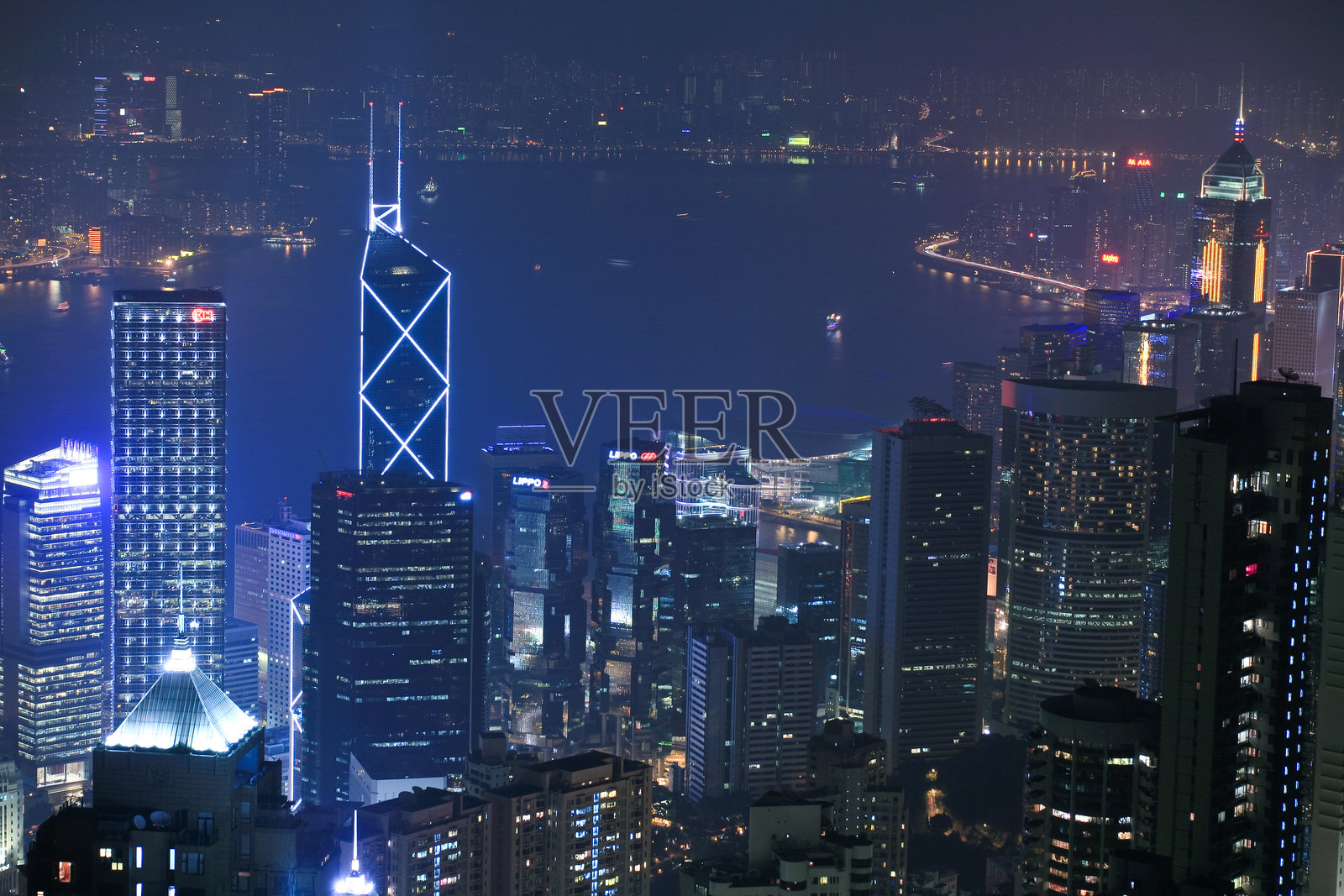 俯瞰香港现代都市风光照片摄影图片