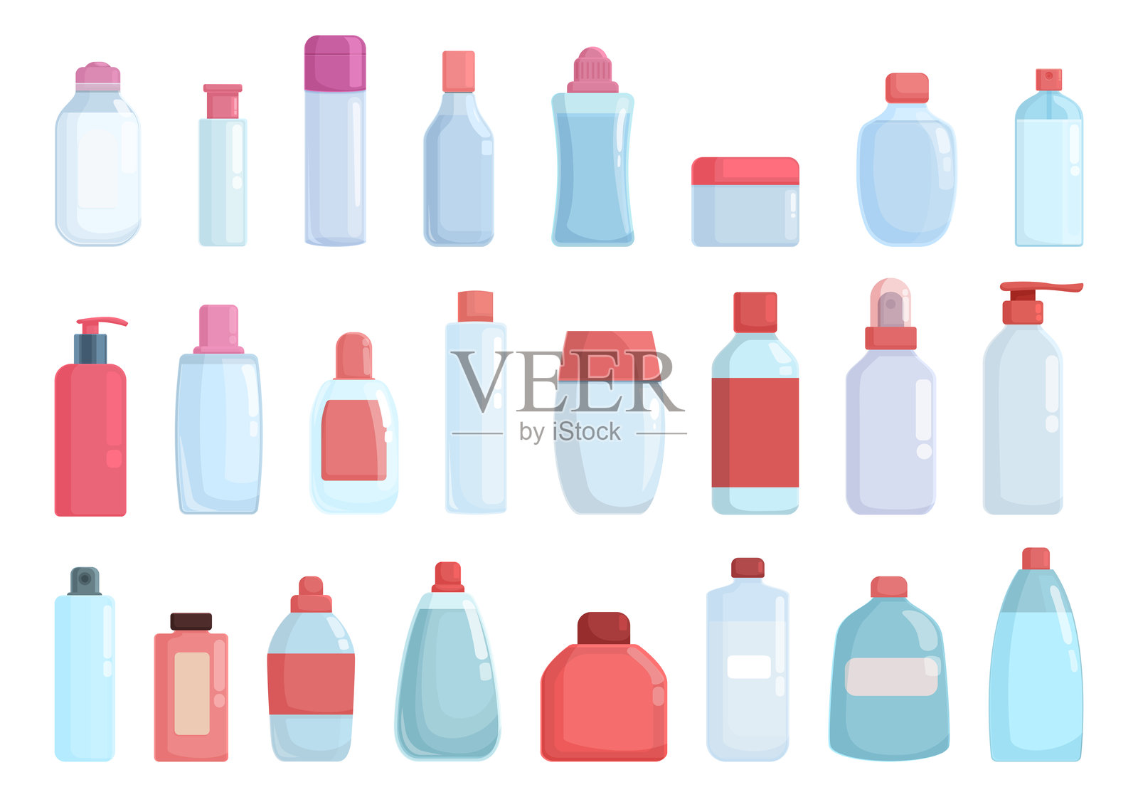 洁面水图标集 卡通矢量 美妆插画图片素材