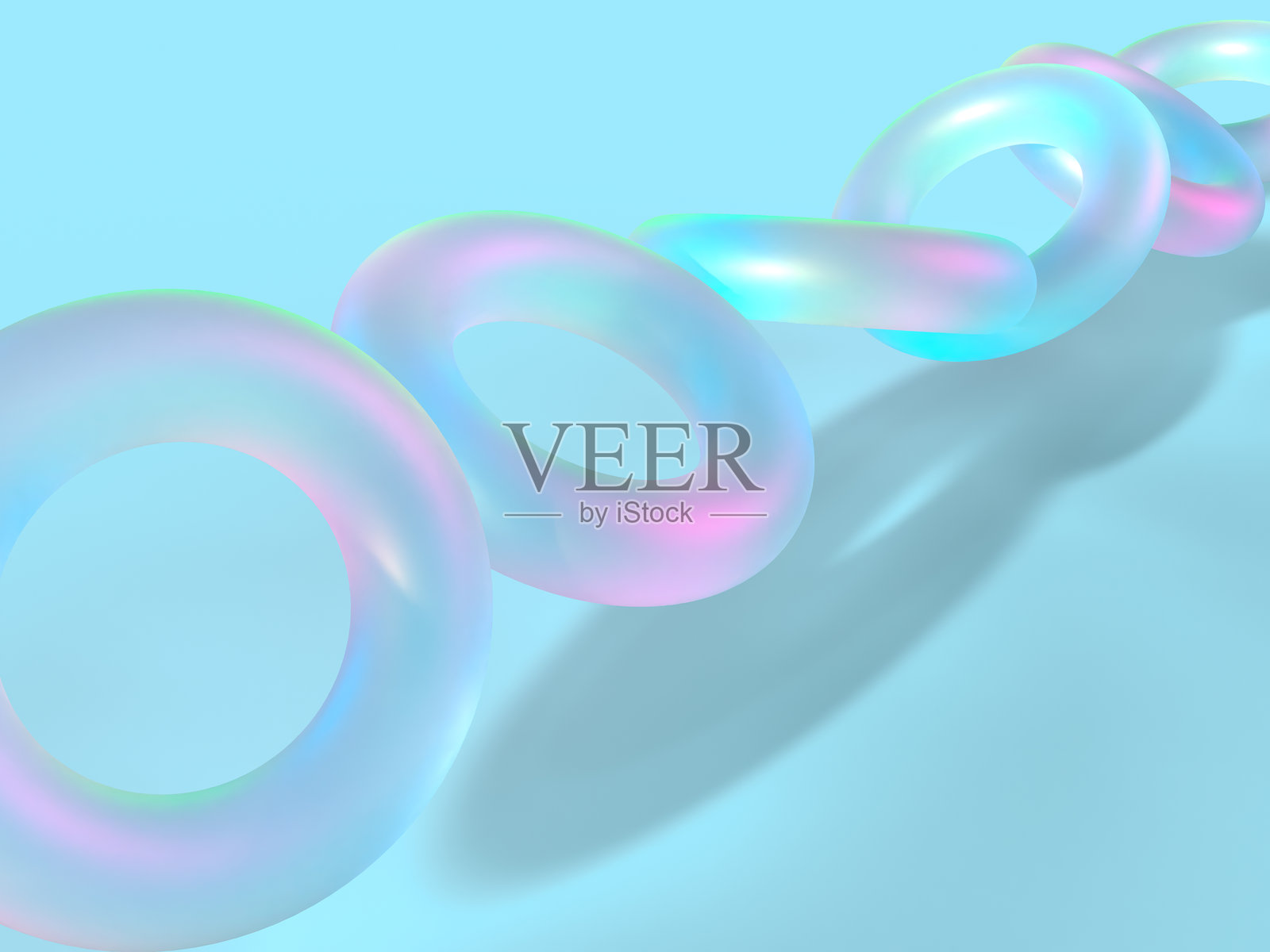 透明环的3D插图，带有彩虹色彩照片摄影图片