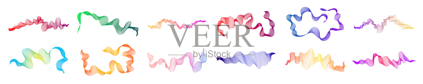 多彩波浪的抽象背景集插画图片素材