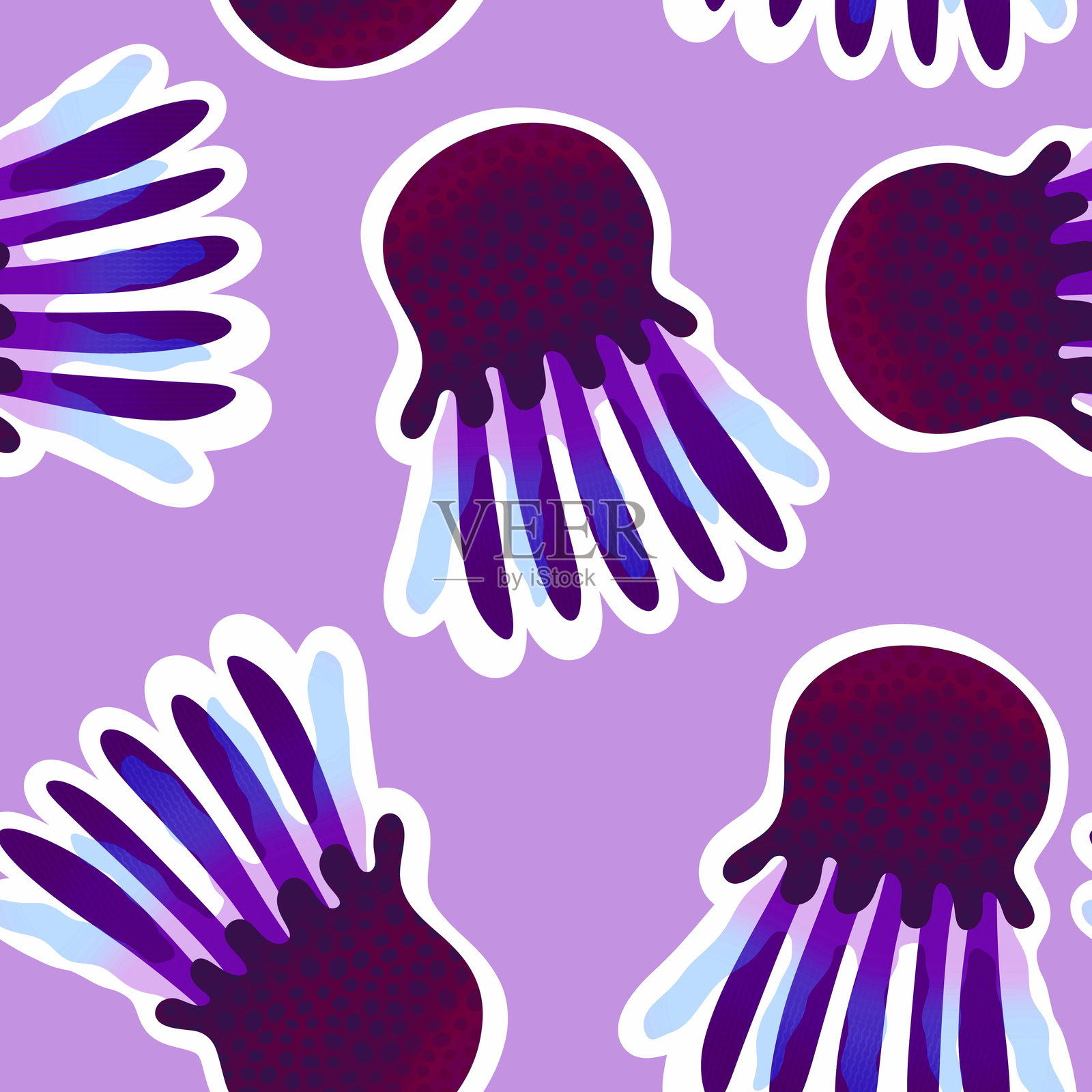 海洋动物无缝夏季鱼类图案，适用于包装纸和儿童用品插画图片素材