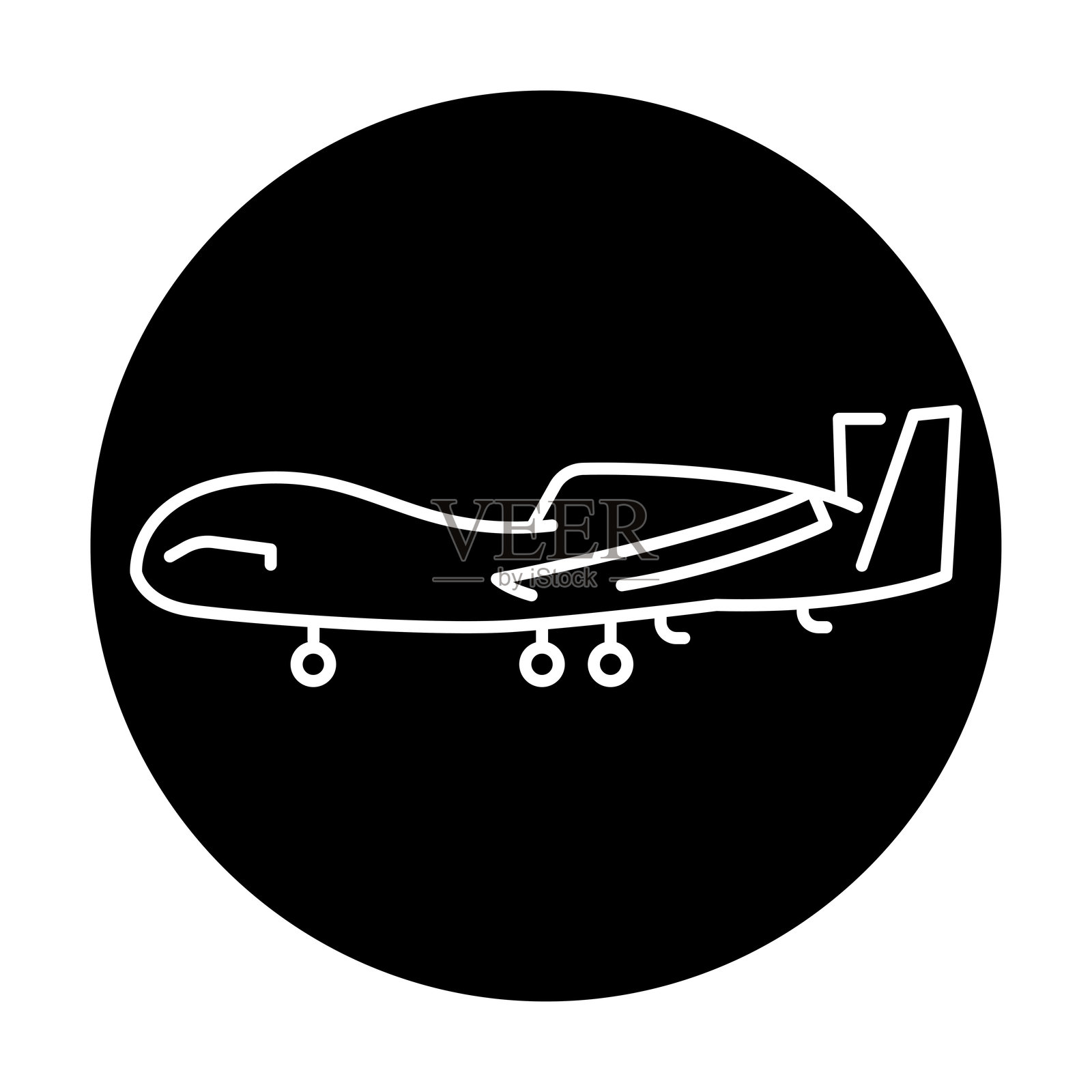 RQ-4全球鹰（美国）线条颜色图标。远程战略侦察无人机。插画图片素材