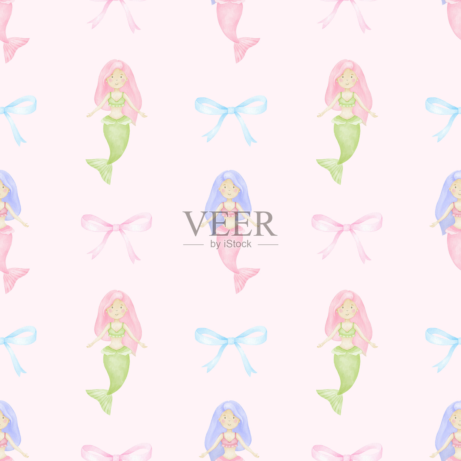 美人鱼，弓箭7插画图片素材