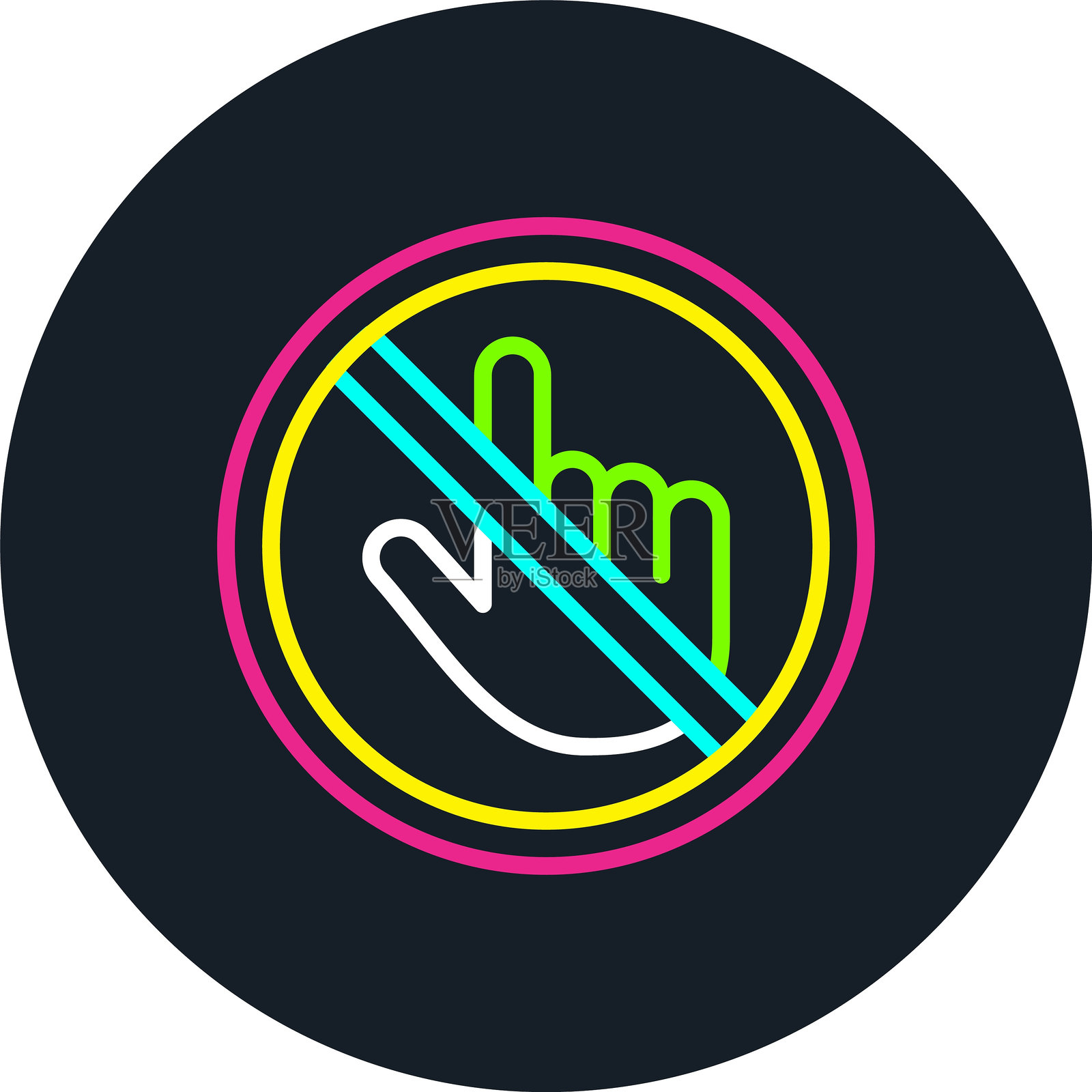 请勿触碰线条多色图标插画图片素材