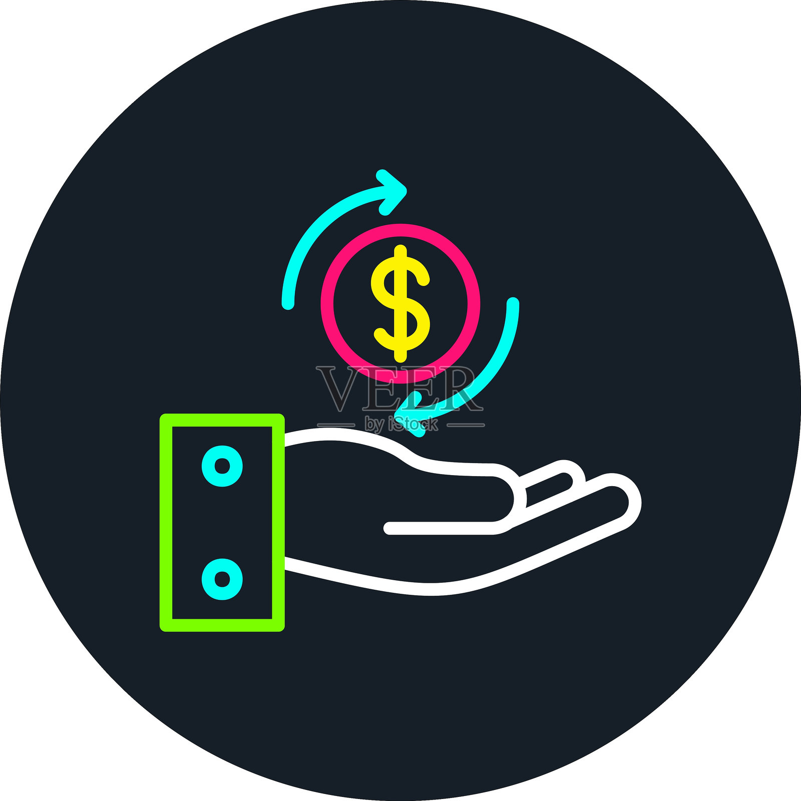 退款线多色图标插画图片素材