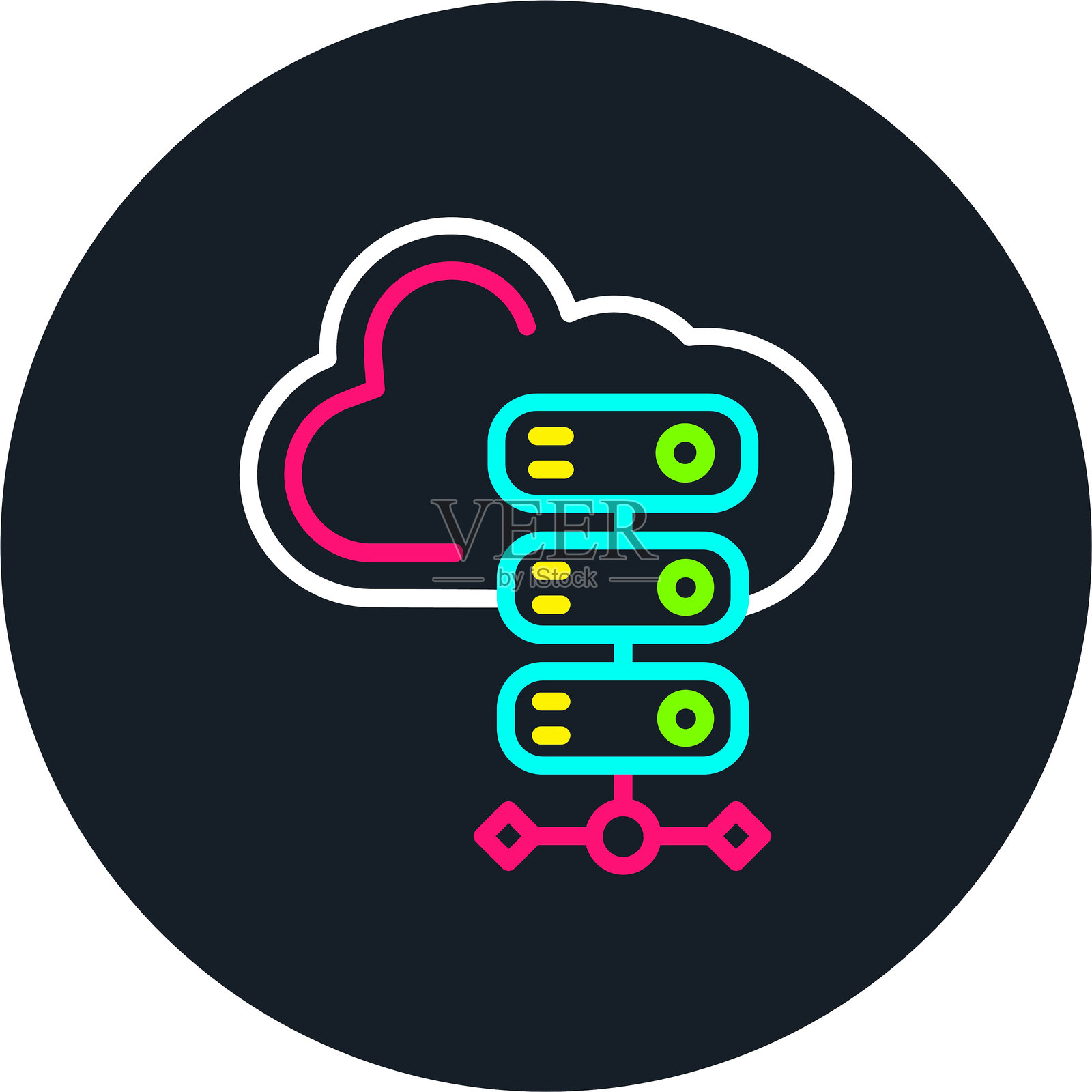 服务器线多色图标插画图片素材