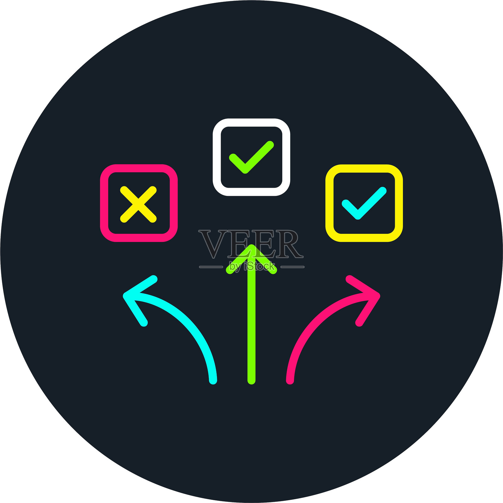 多彩图标的路径线插画图片素材