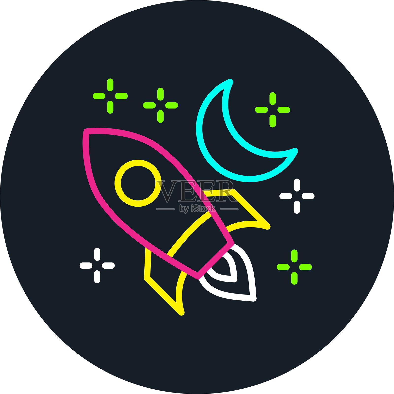 多色新月线图标插画图片素材