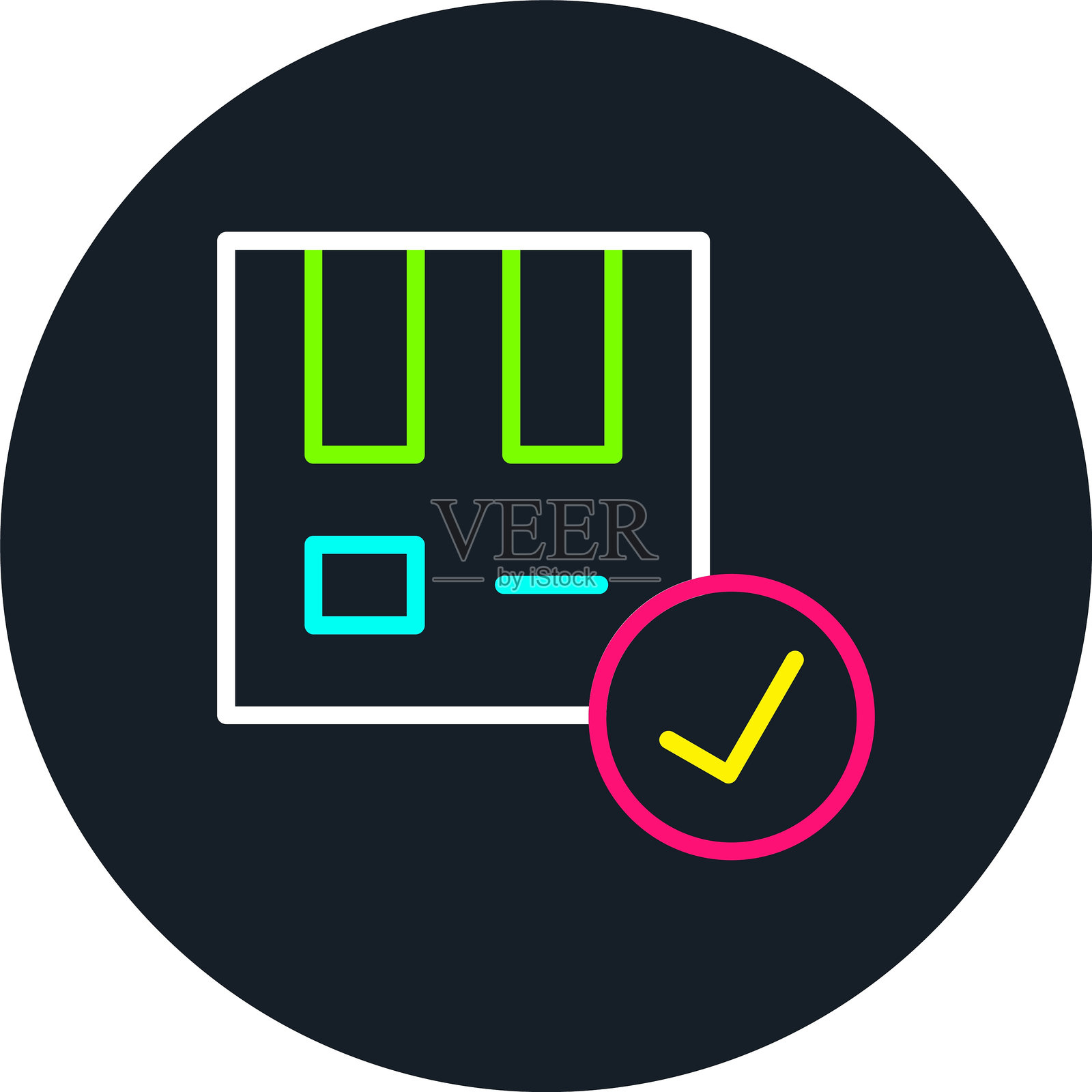 多色图标的快递箱线条设计插画图片素材