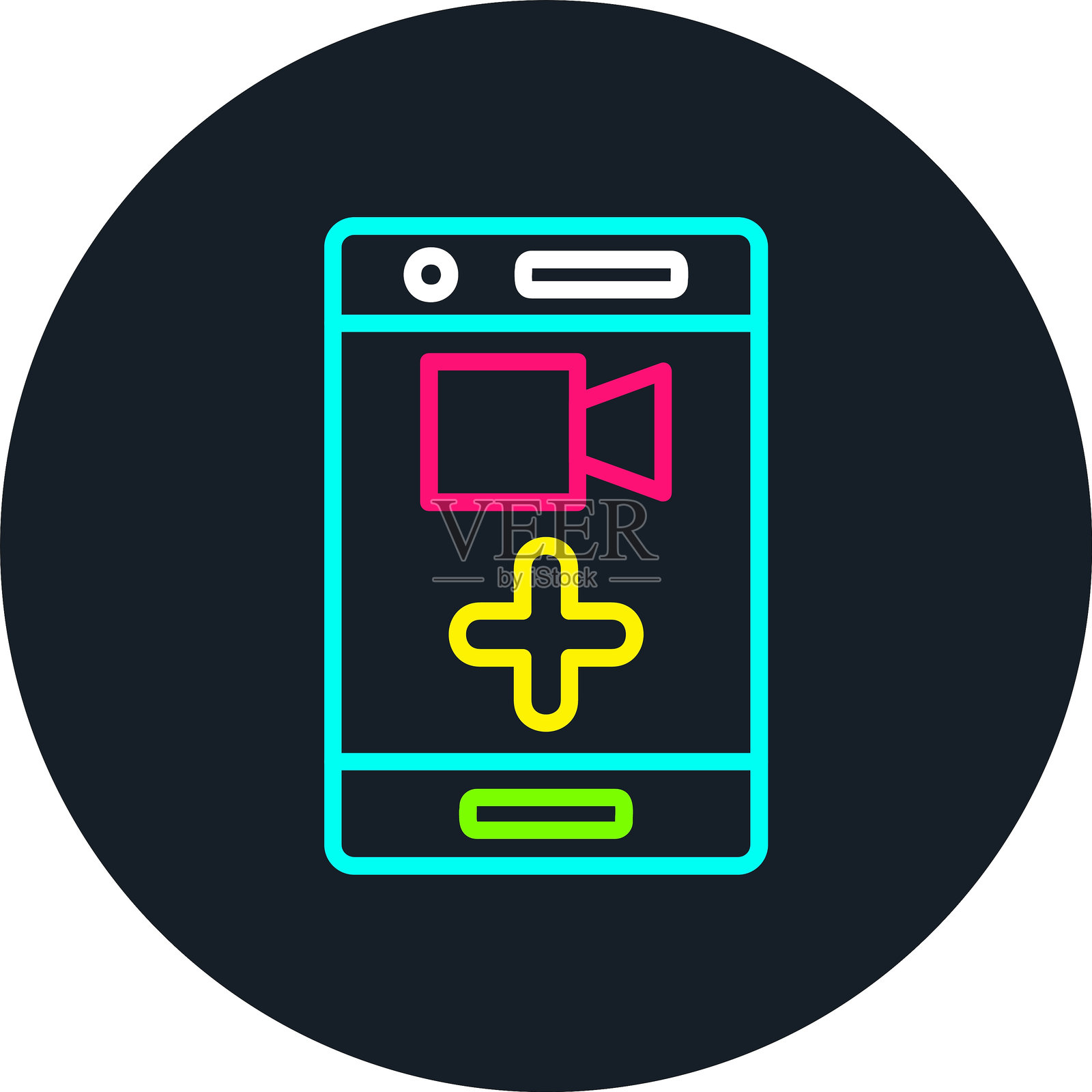 视频通话线多色图标插画图片素材